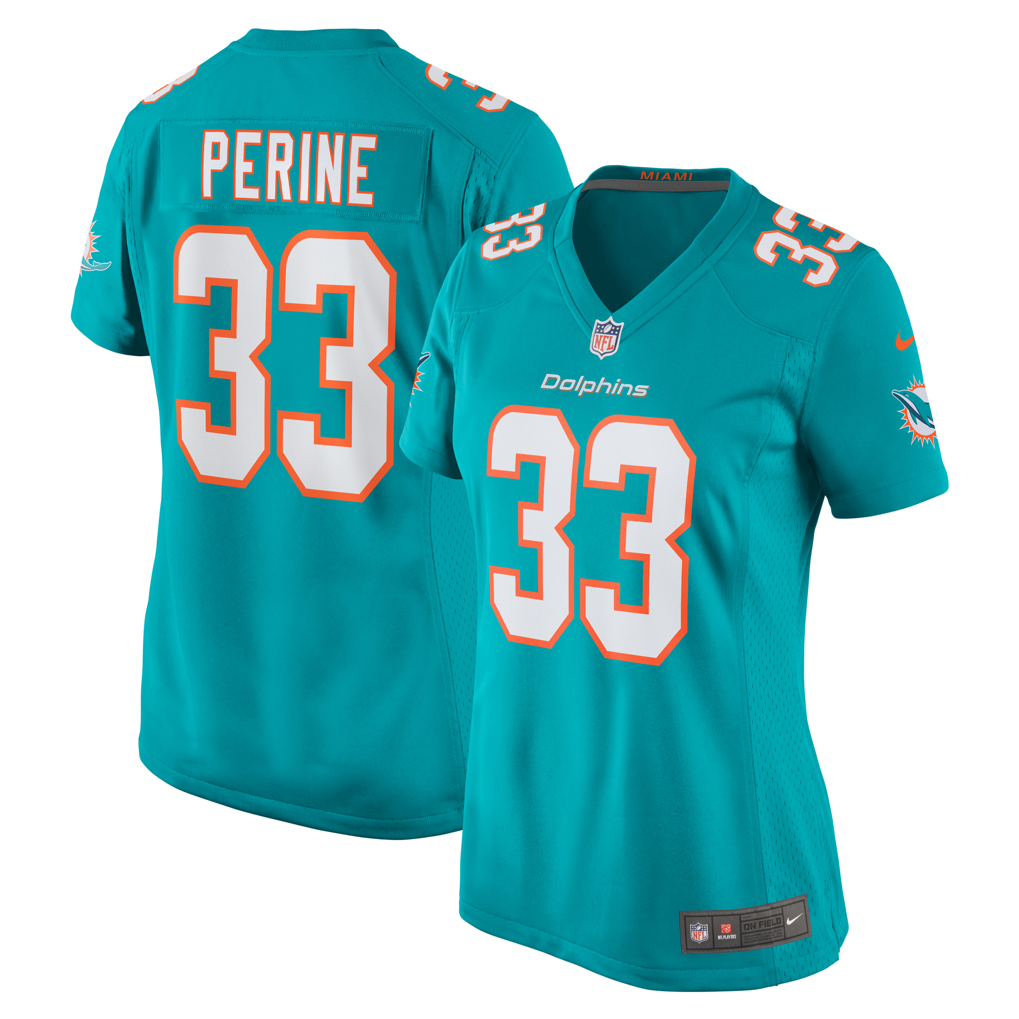 Women's Miami Dolphins Lamical Perine Aqua Home Game Player Jersey Js9733