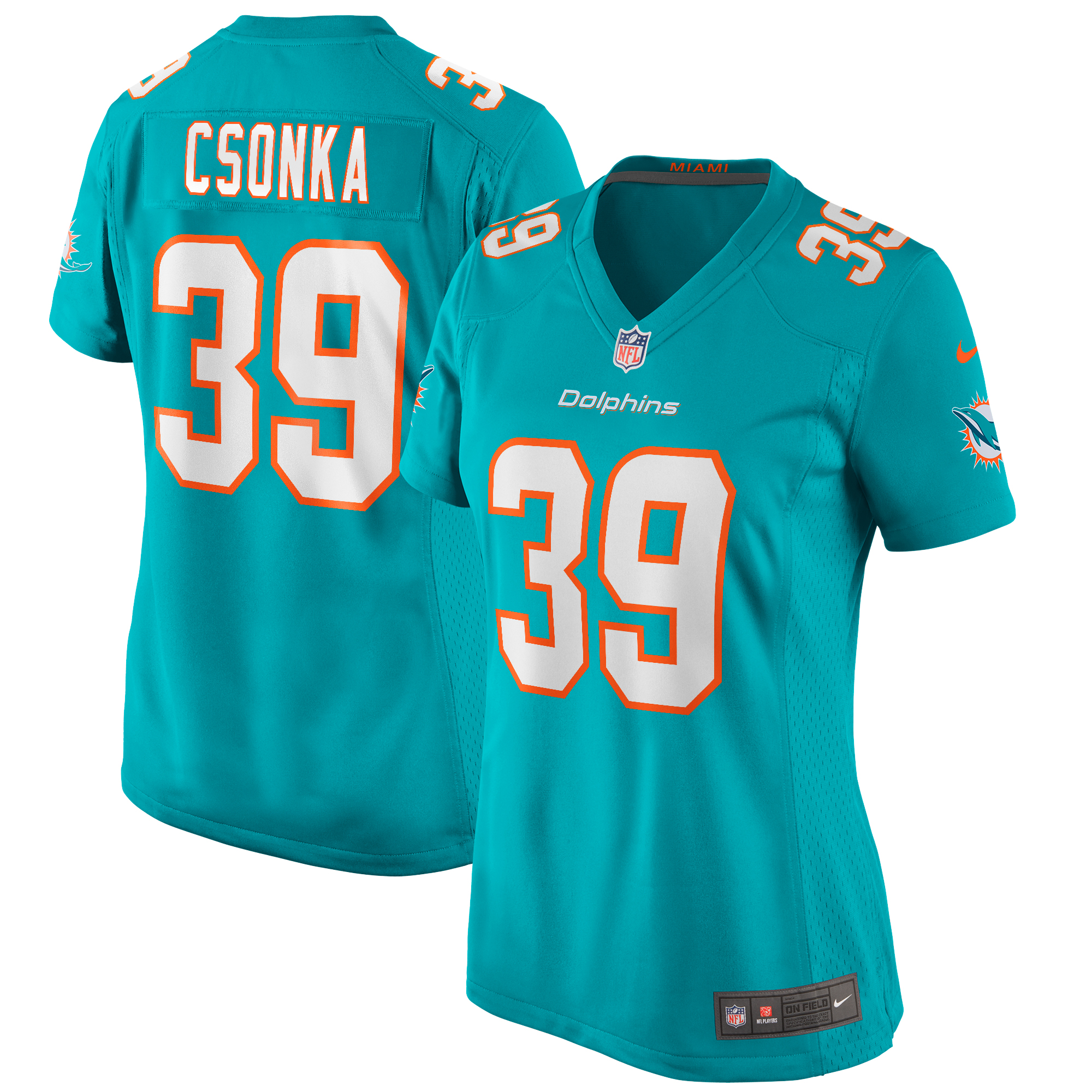 Women's Miami Dolphins Larry Csonka Aqua Game Retired Player Jersey Js4425