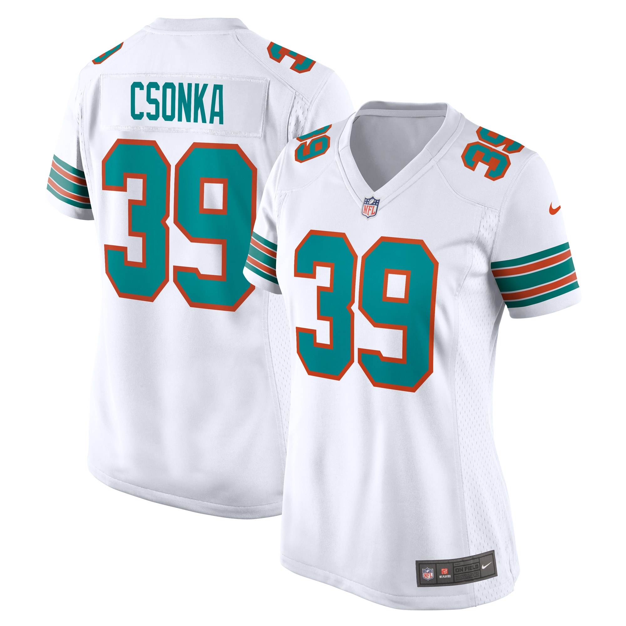 Women's Miami Dolphins Larry Csonka White Retired Player Jersey Js8579
