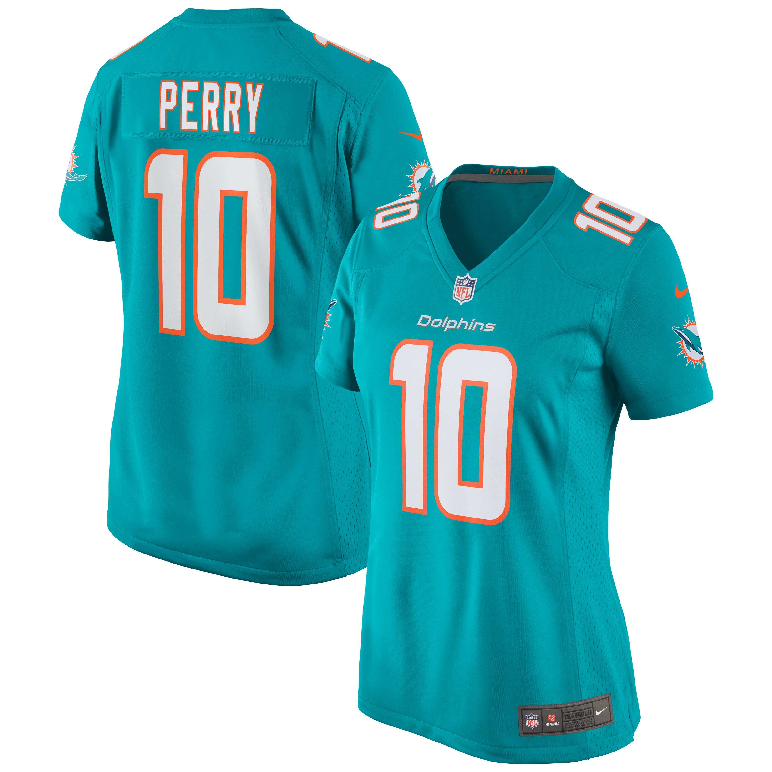 Women's Miami Dolphins Malcolm Perry Aqua Game Jersey Js5976