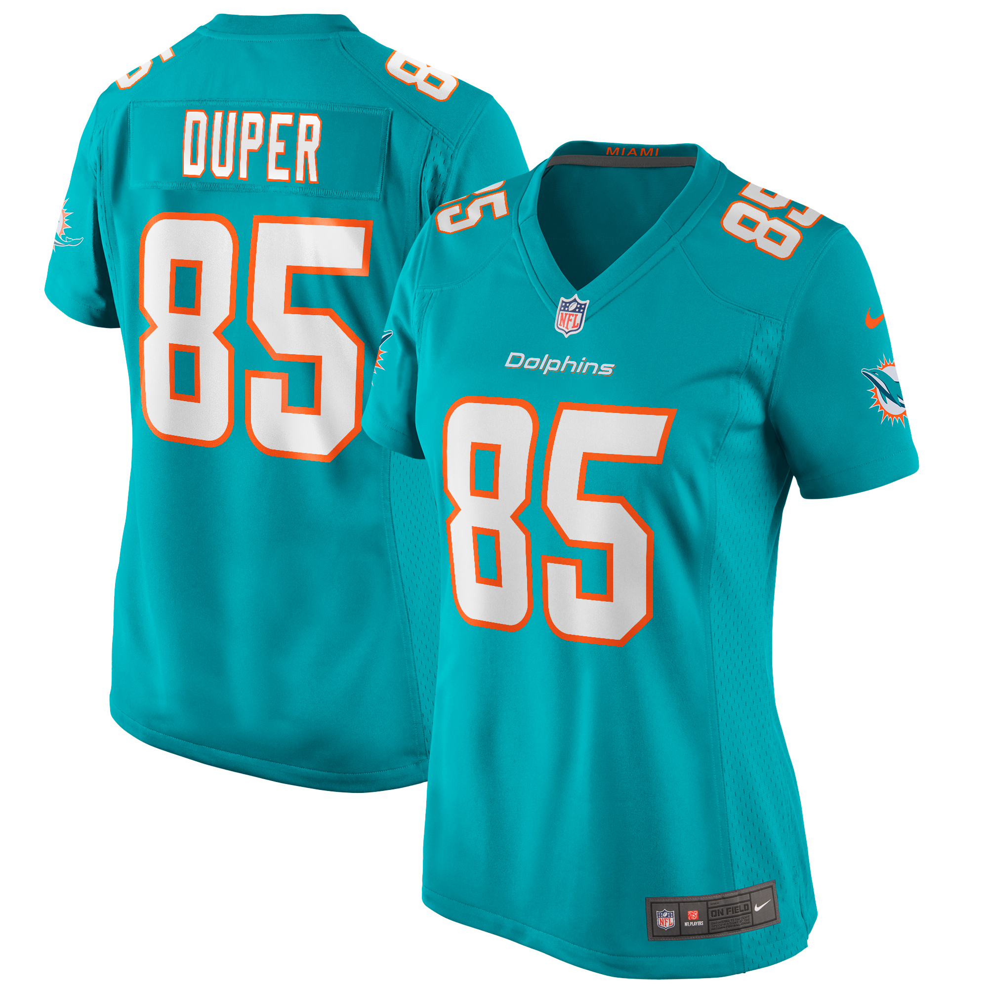 Women's Miami Dolphins Mark Duper Aqua Game Retired Player Jersey Js5653