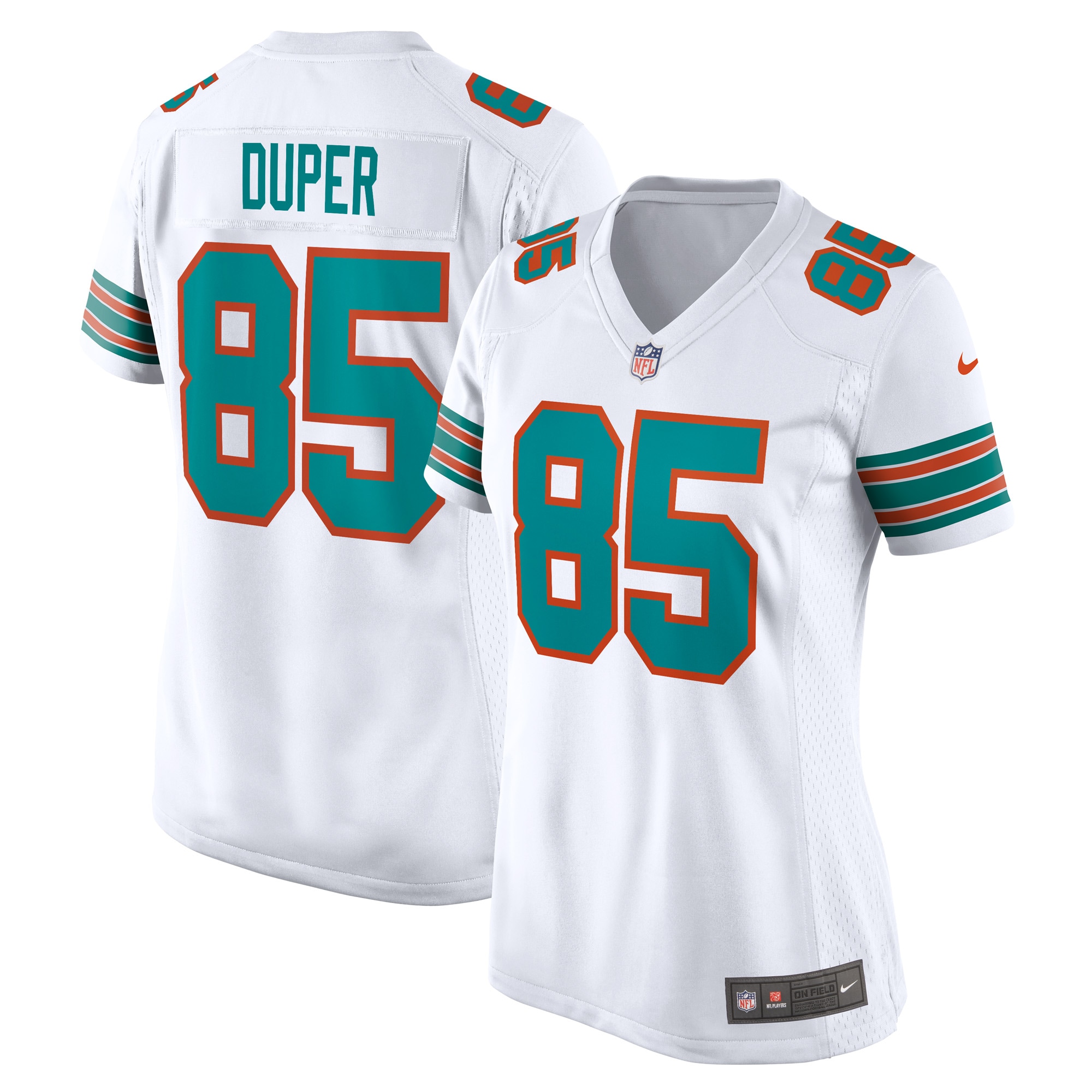 Women's Miami Dolphins Mark Duper White Retired Player Jersey Js7327