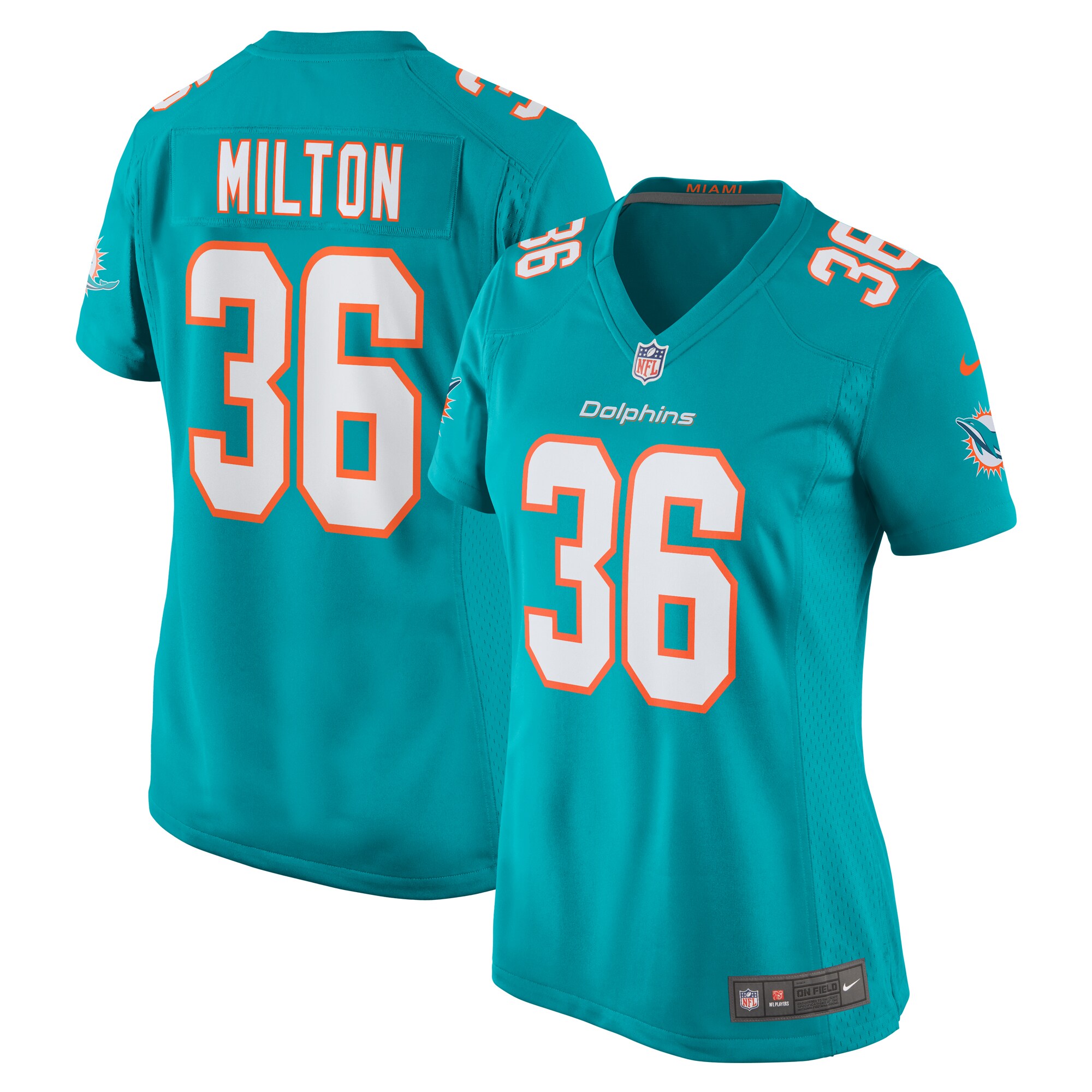 Women's Miami Dolphins Mark Milton Aqua Game Jersey Js6314