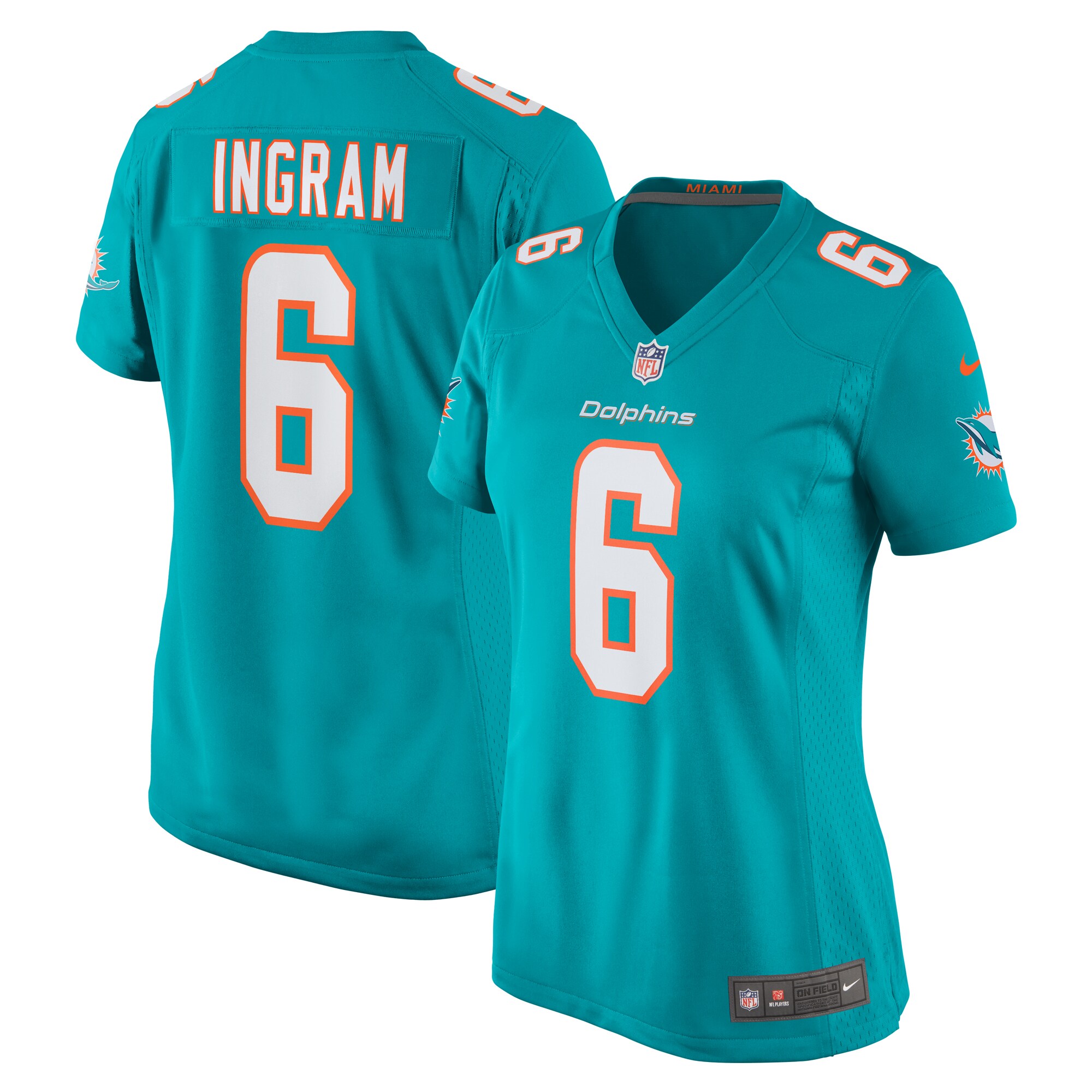 Women's Miami Dolphins Melvin Ingram Aqua Home Game Player Jersey Js4756