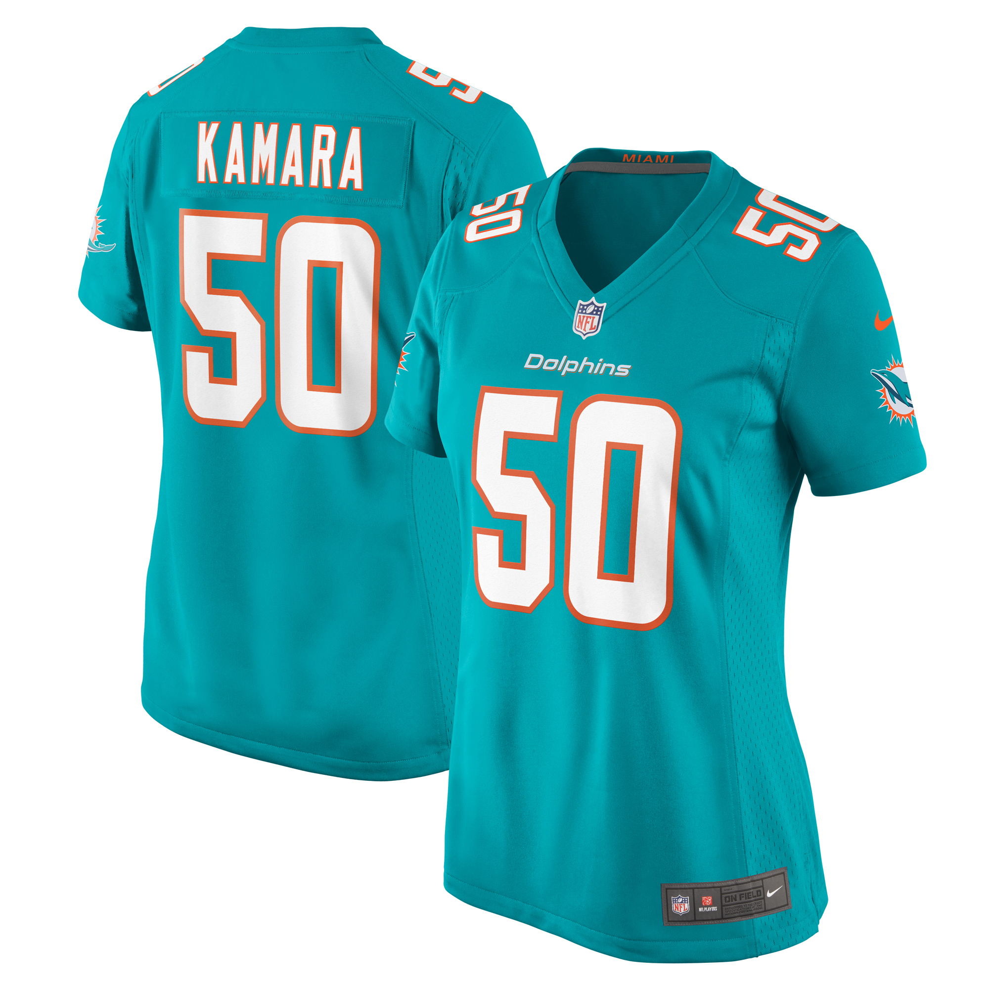 Women's Miami Dolphins Mohamed Kamara Aqua Game Jersey Js5134
