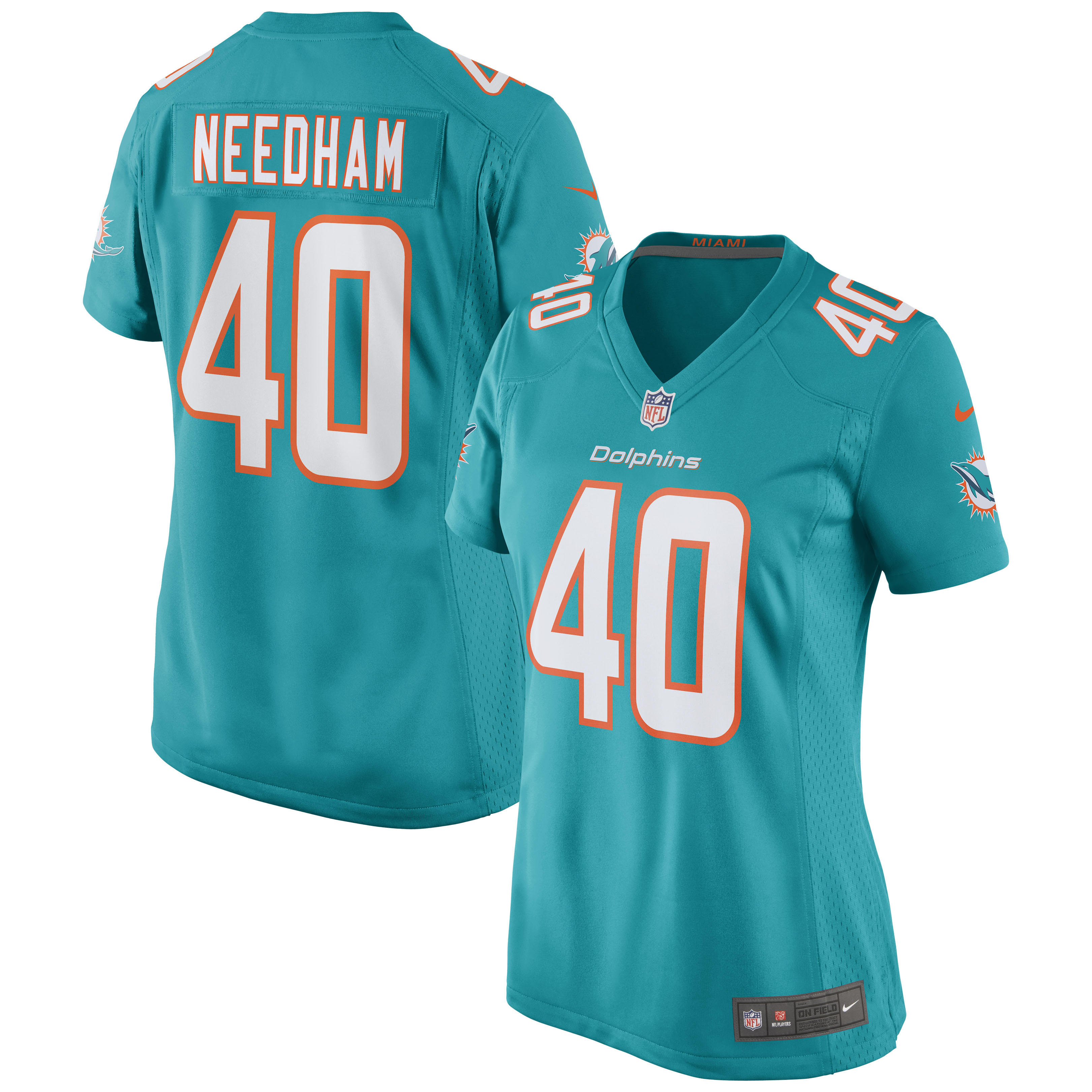 Women's Miami Dolphins Nik Needham Aqua Game Jersey Js9652