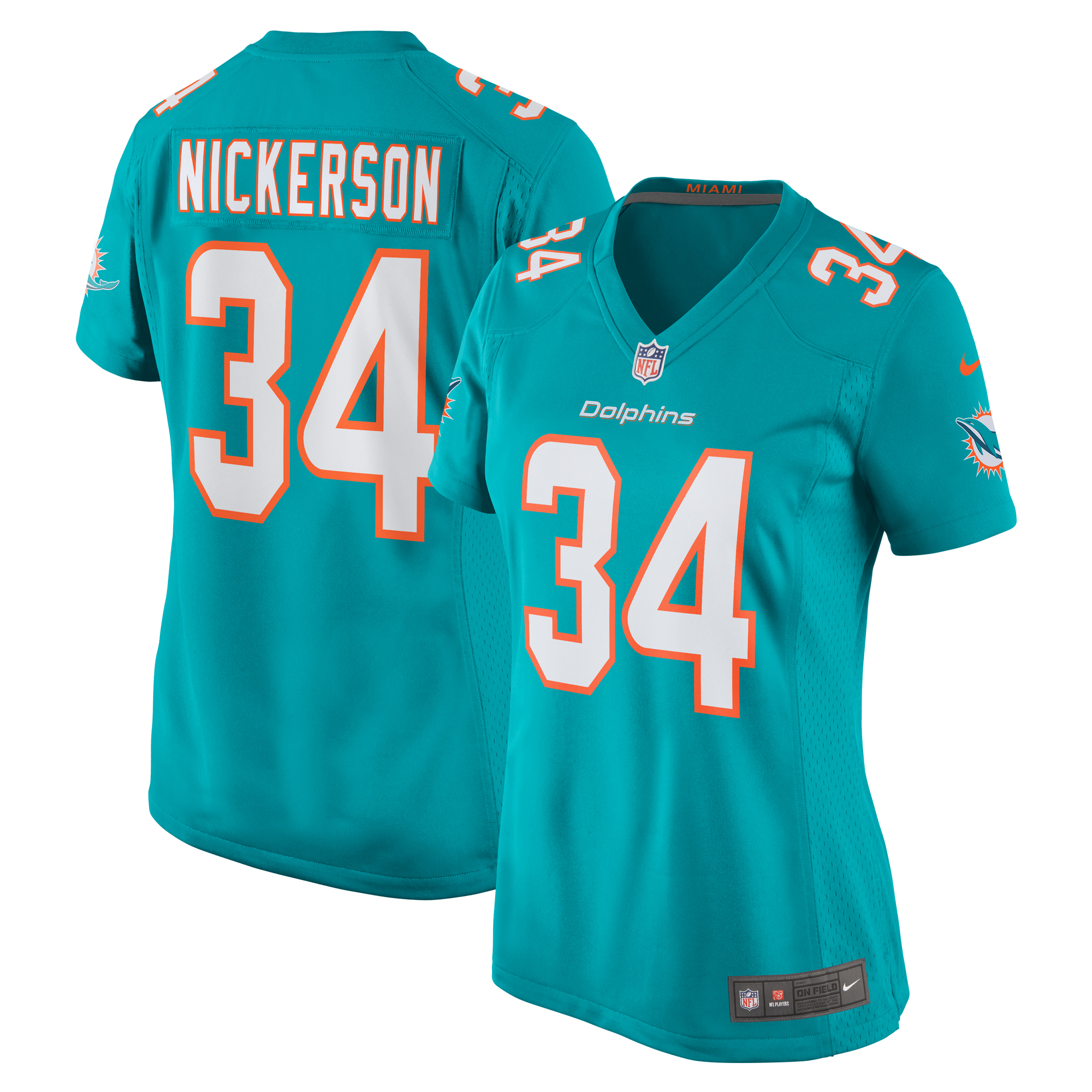 Women's Miami Dolphins Parry Nickerson Aqua Team Game Jersey Js3473
