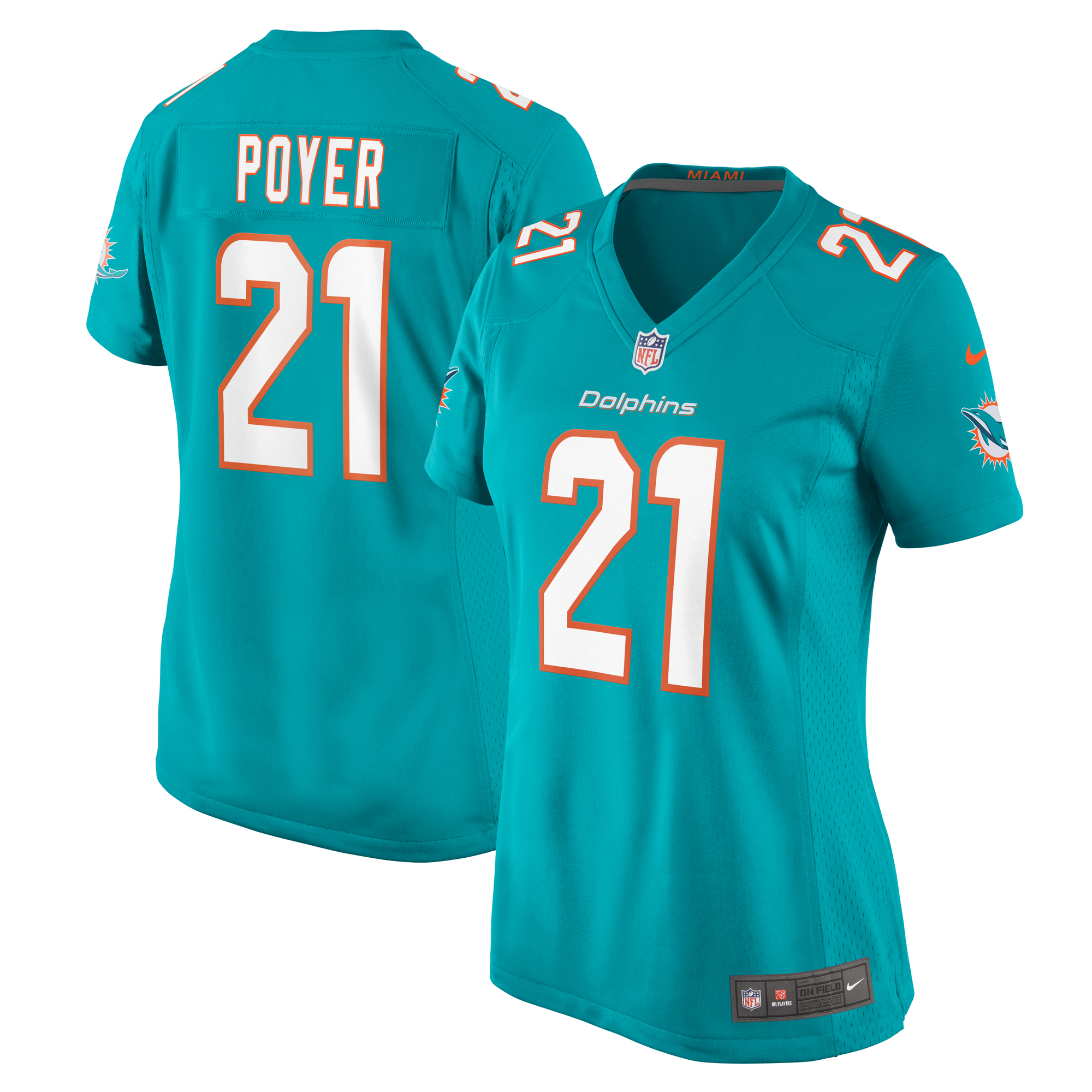 Women's Miami Dolphins Poyer Aqua Game Jersey Js8143