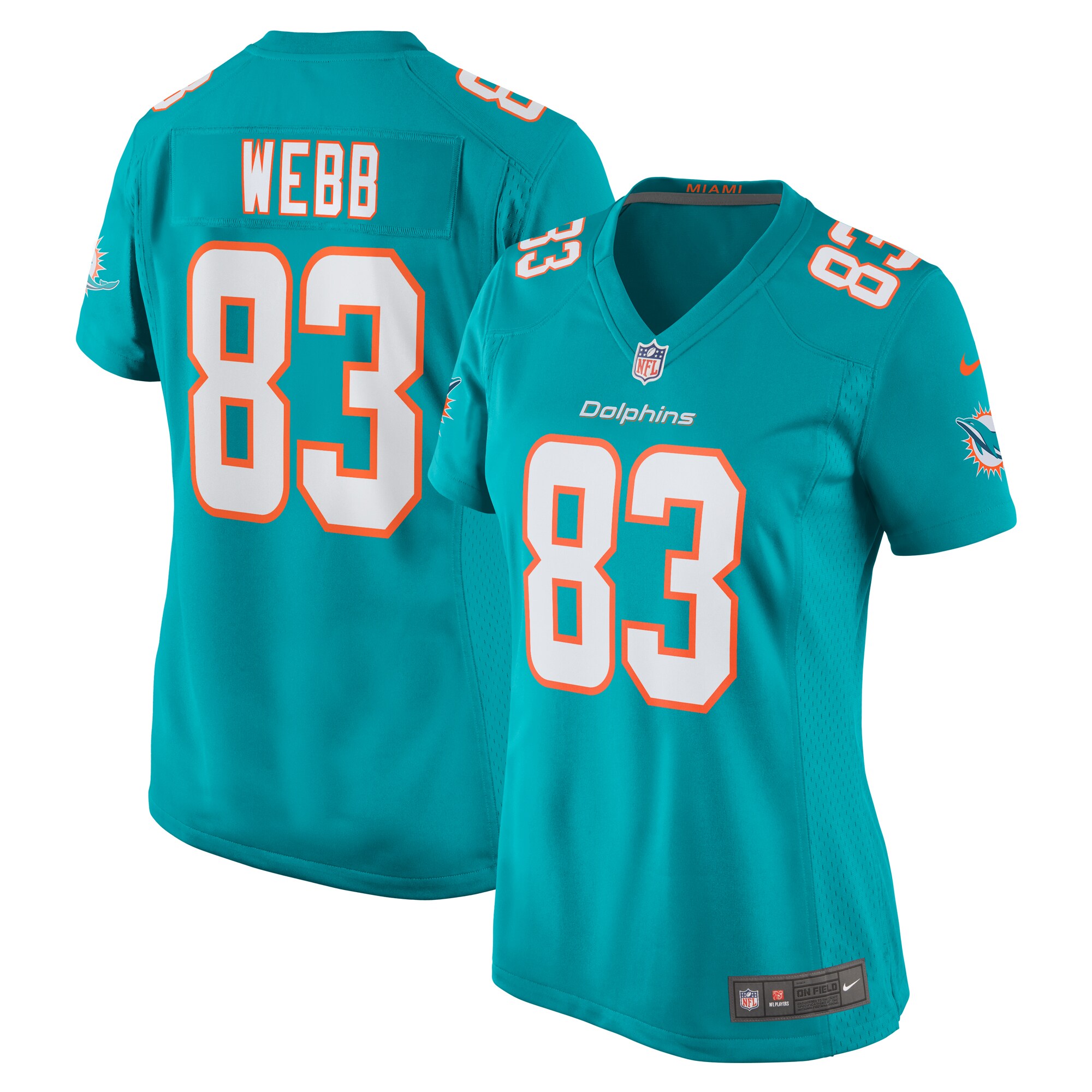 Women's Miami Dolphins Raleigh Webb Aqua Team Game Jersey Js5500