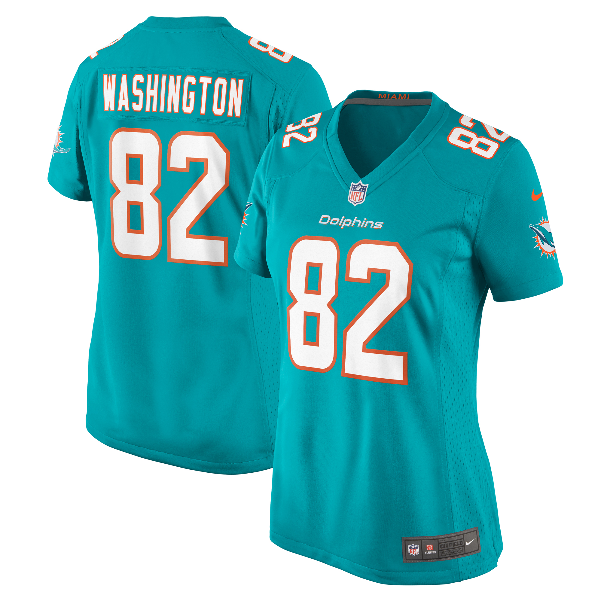 Women's Miami Dolphins Tahj Washington Aqua Game Jersey Js4674