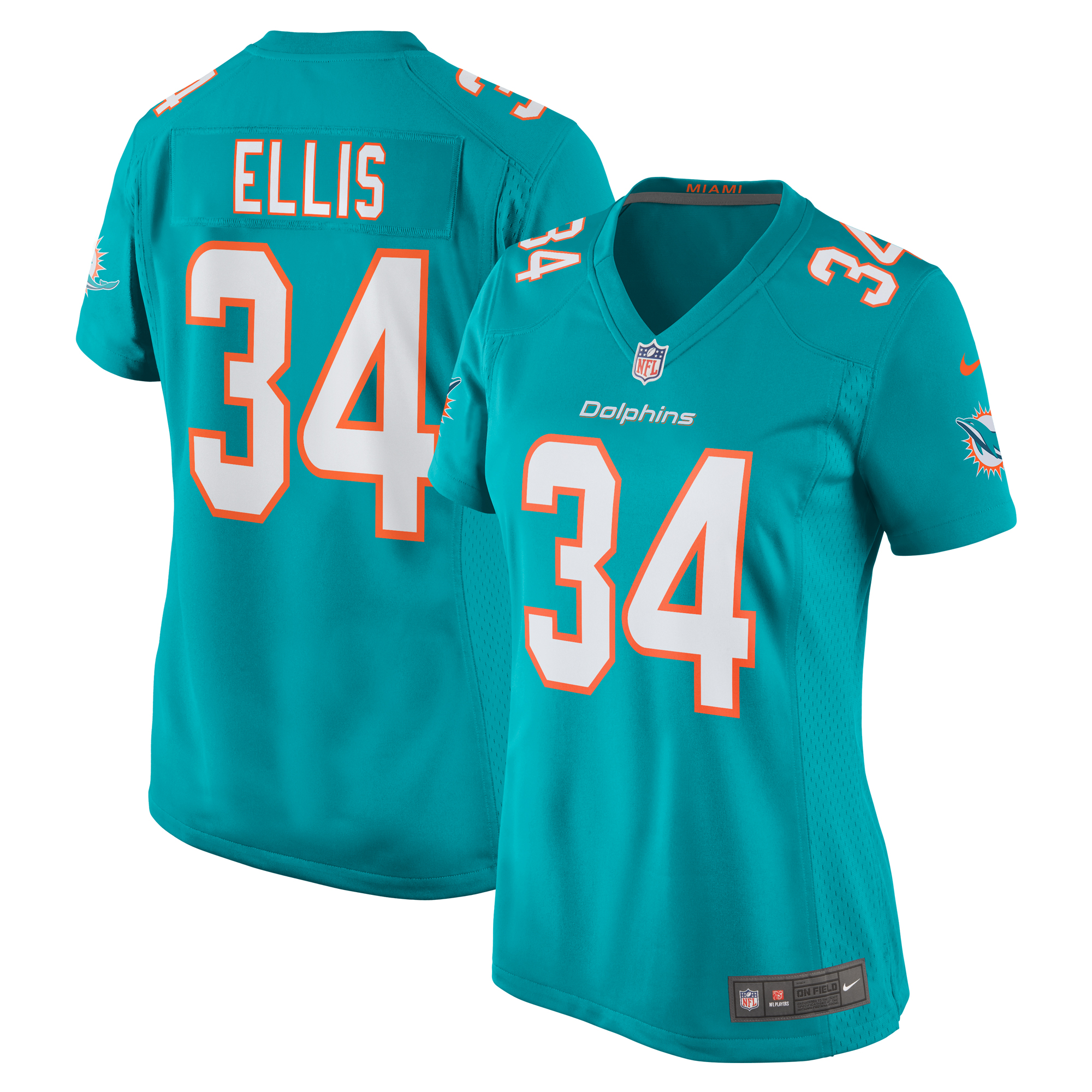 Women's Miami Dolphins Tino Ellis Aqua Home Game Player Jersey Js9914