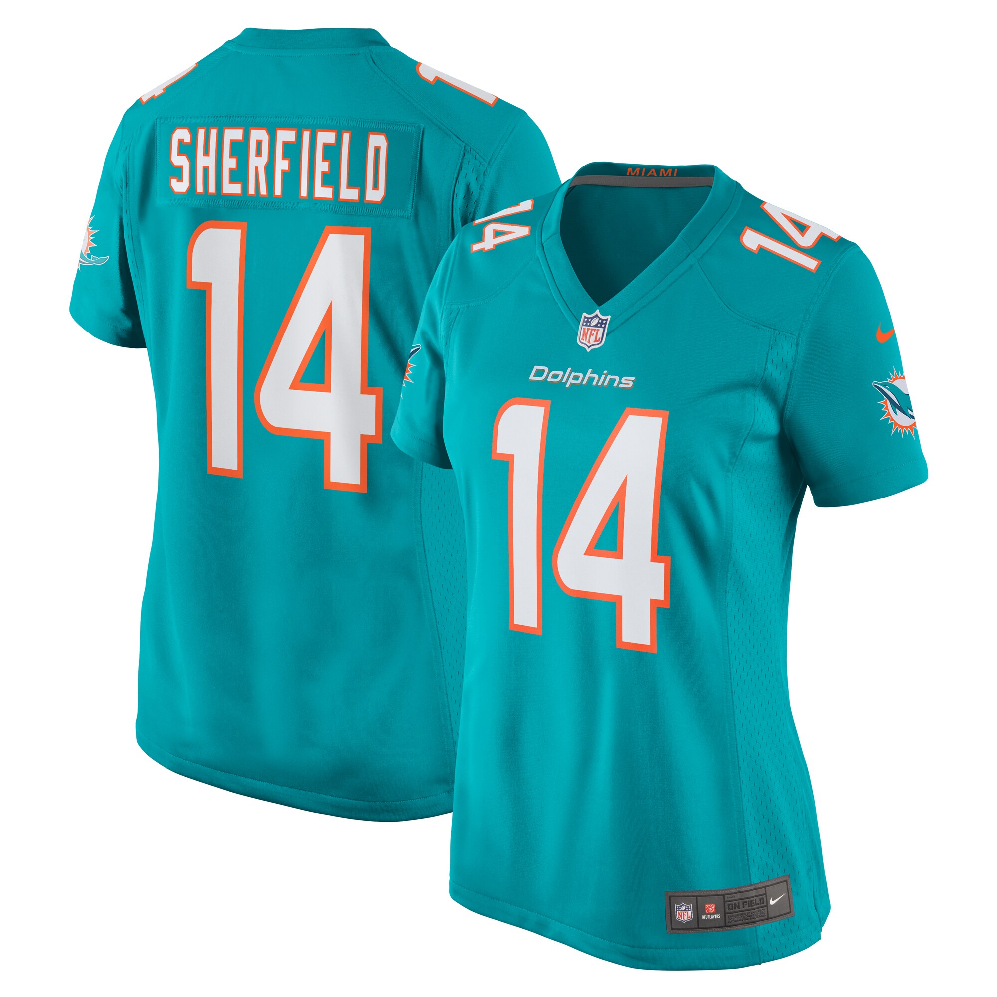 Women's Miami Dolphins Trent Sherfield Aqua Game Player Jersey Js9503