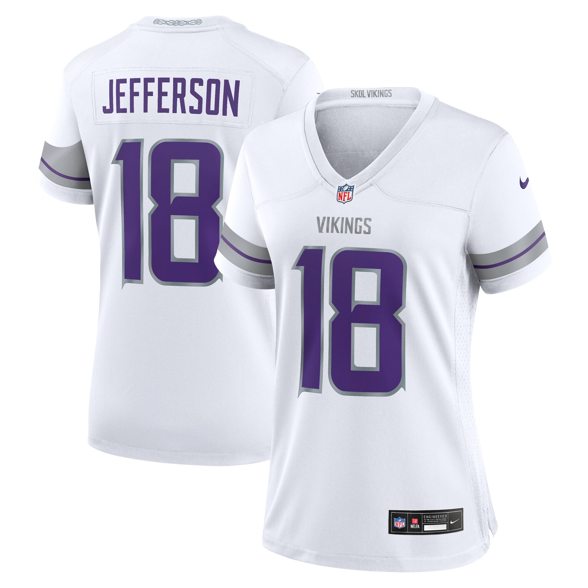 Women's Minnesota Vikings Justin Jefferson White Alternate Game Player Jersey Js6131