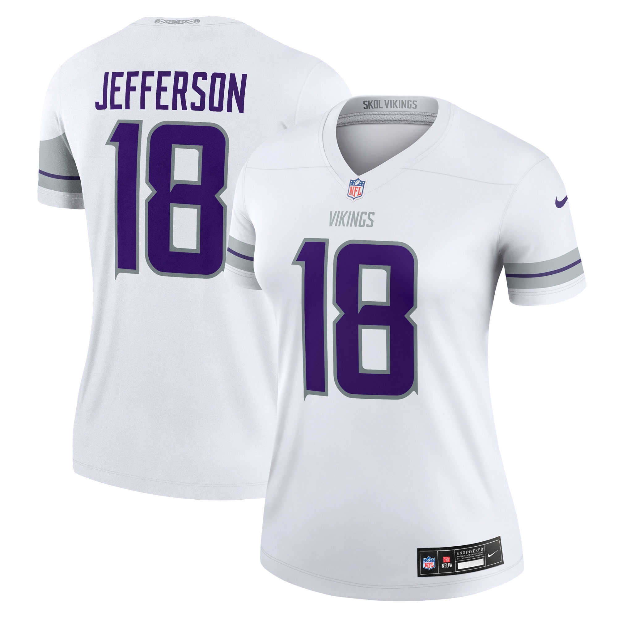 Women's Minnesota Vikings Justin Jefferson White Alternate Legend Player Performance Top Js4483