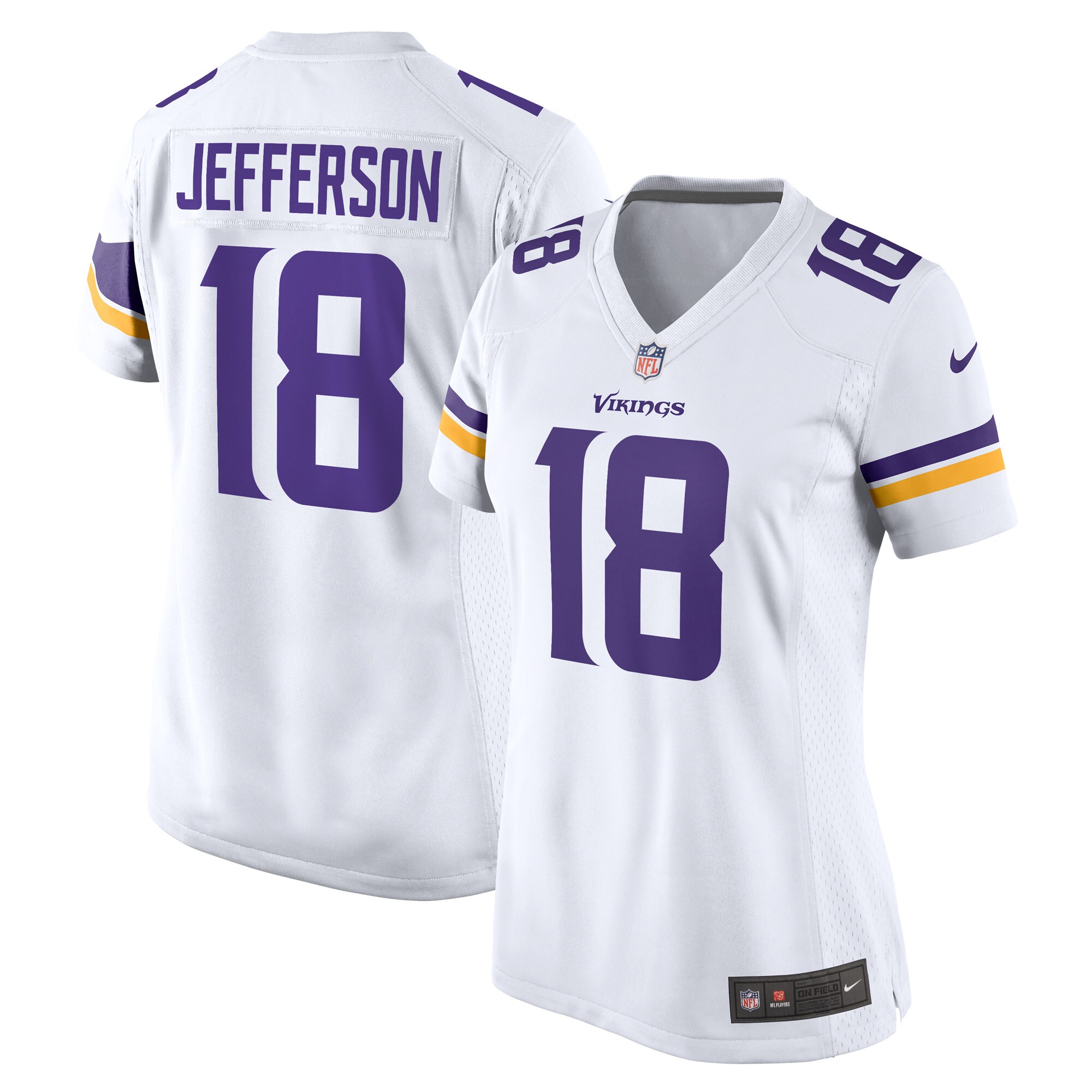 Women's Minnesota Vikings Justin Jefferson White Game Player Jersey Js1785