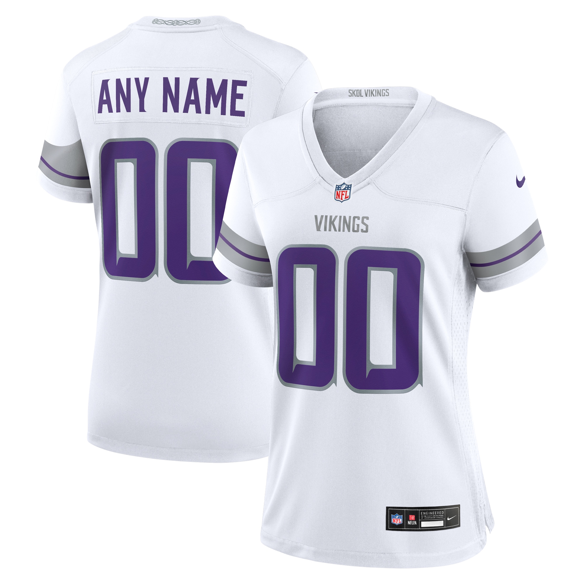 Women's Minnesota Vikings White Alternate Custom Game Jersey Js7787