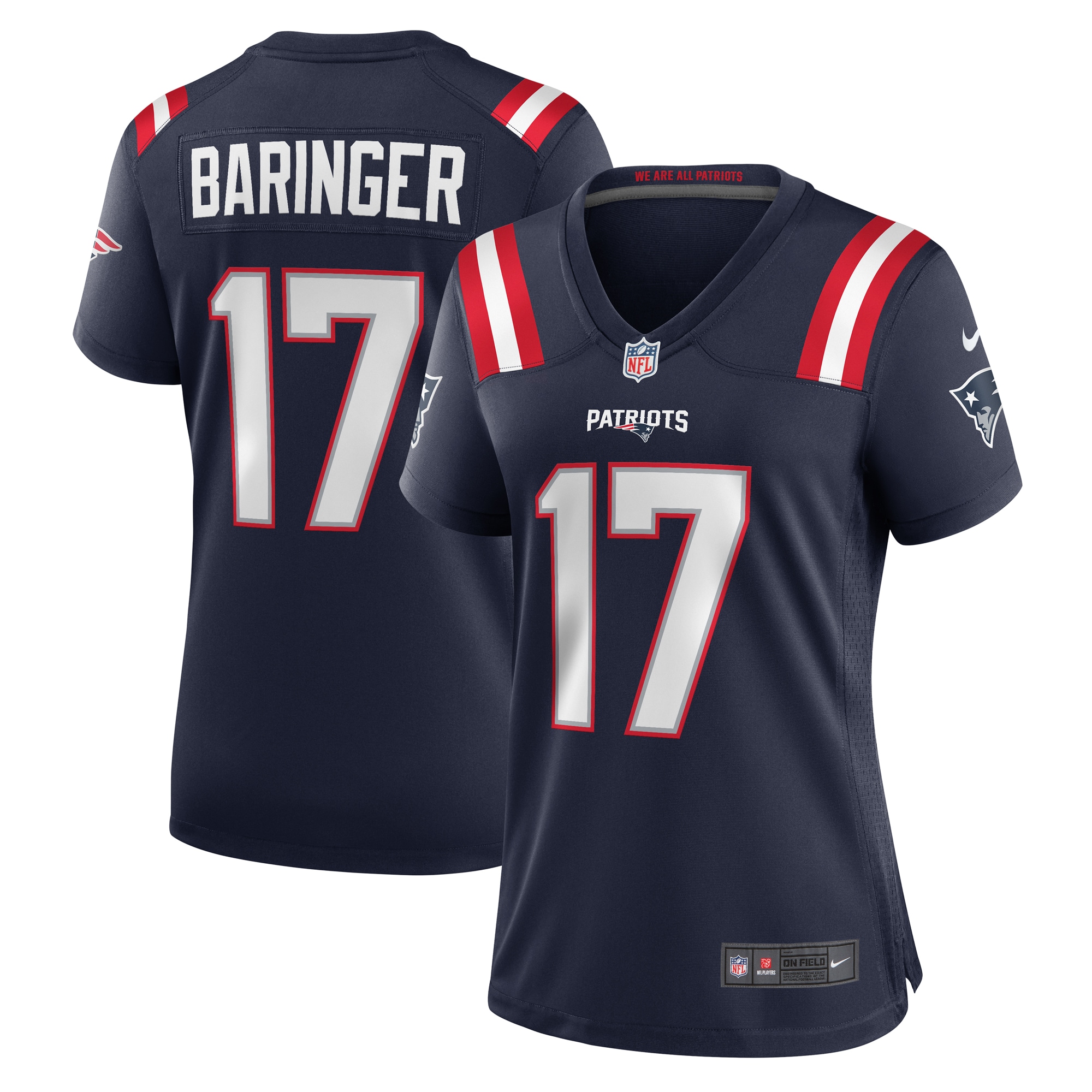 Women's New England Patriots Bryce Baringer Navy Team Game Jersey Js4757