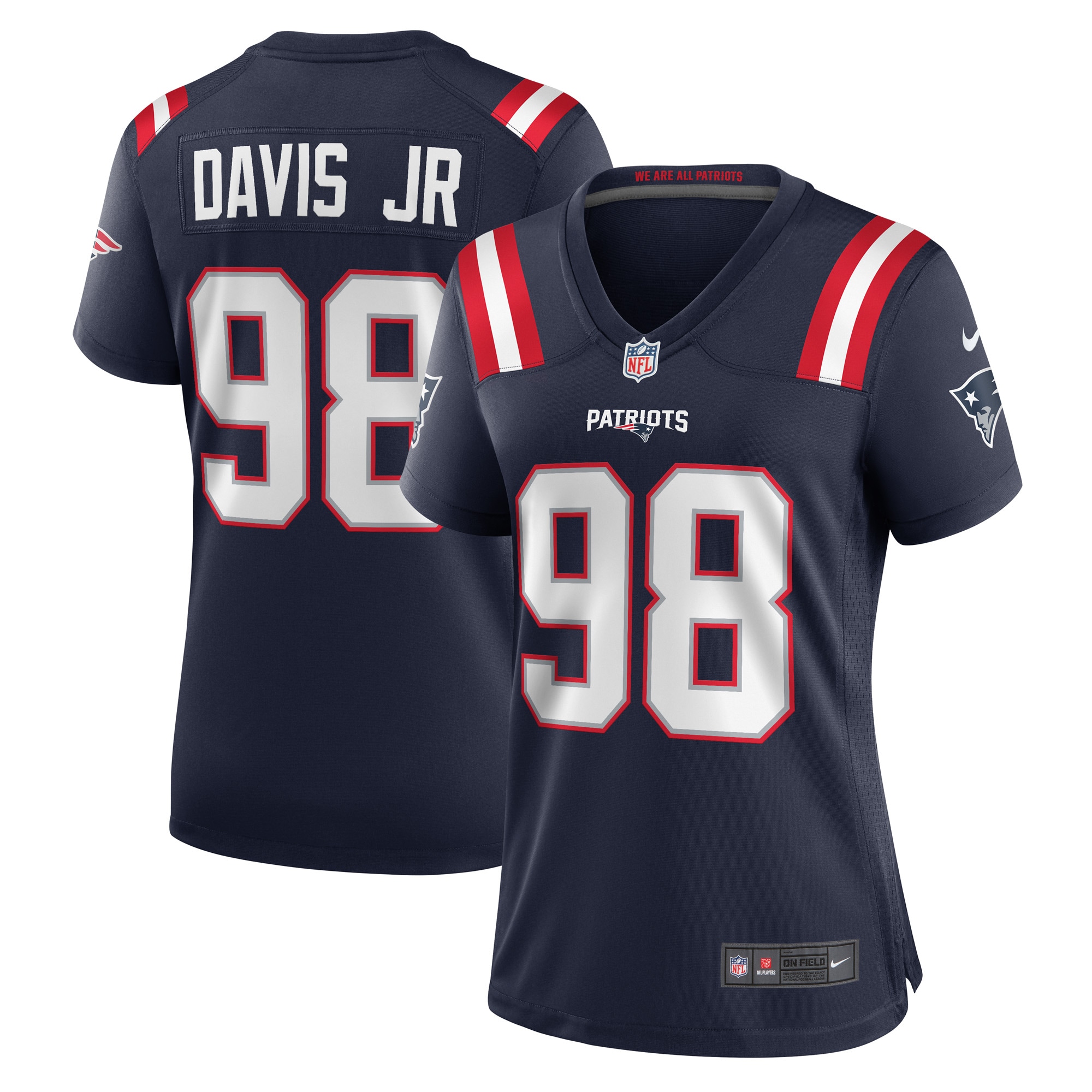 Women's New England Patriots Carl Davis Jr. Navy Game Player Jersey Js2569