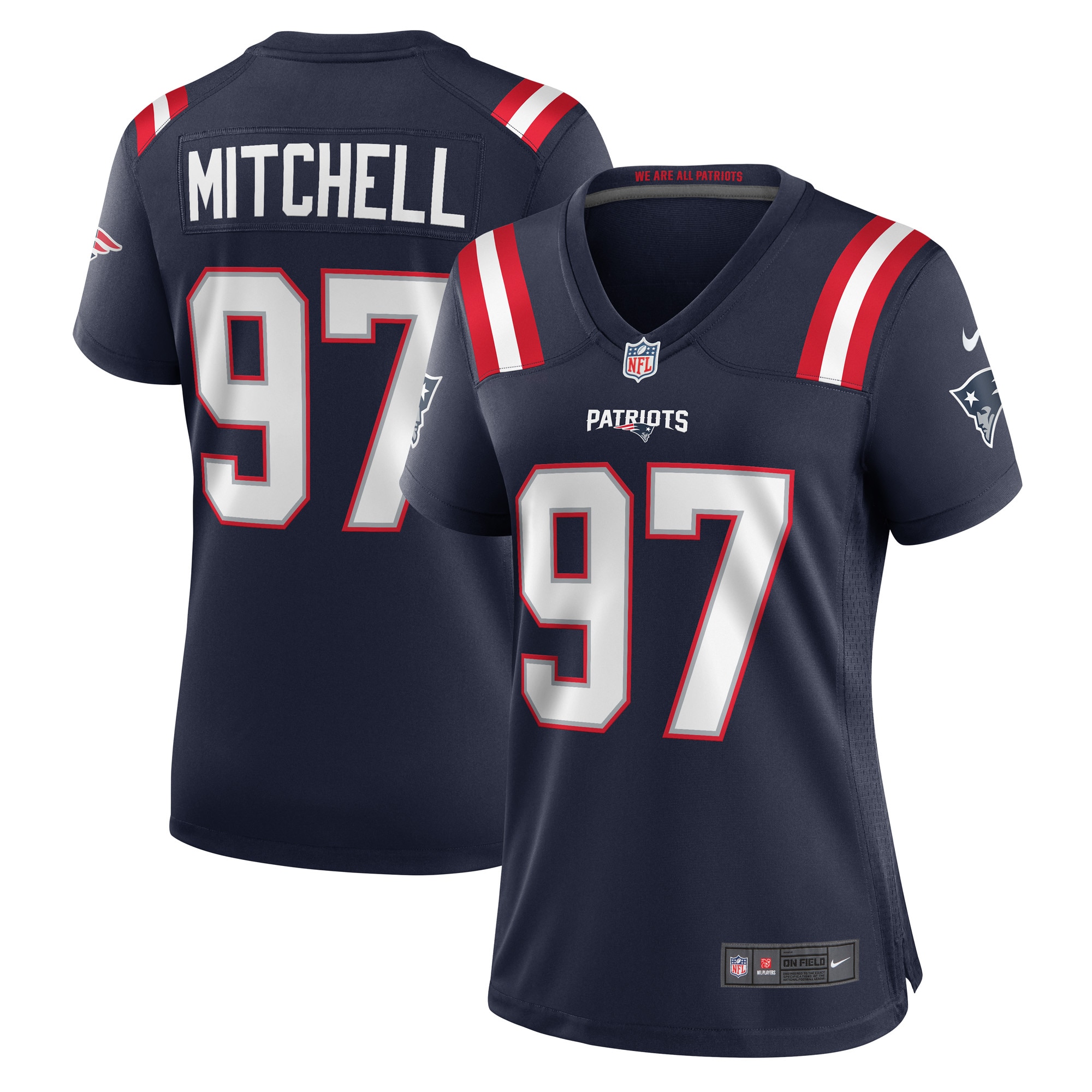 Women's New England Patriots Damarcus Mitchell Navy Game Player Jersey Js4281