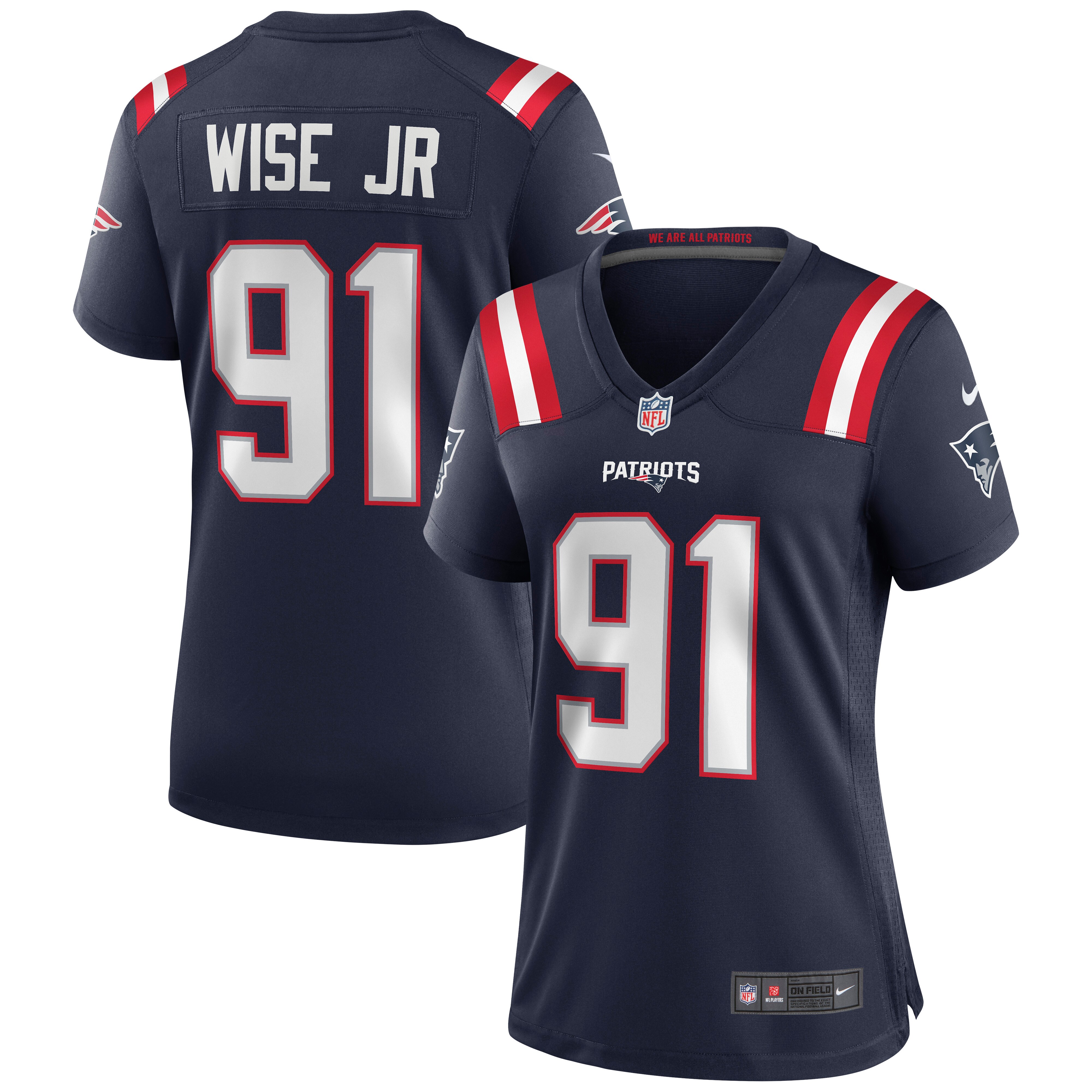 Women's New England Patriots Deatrich Wise Jr. Navy Game Jersey Js6023