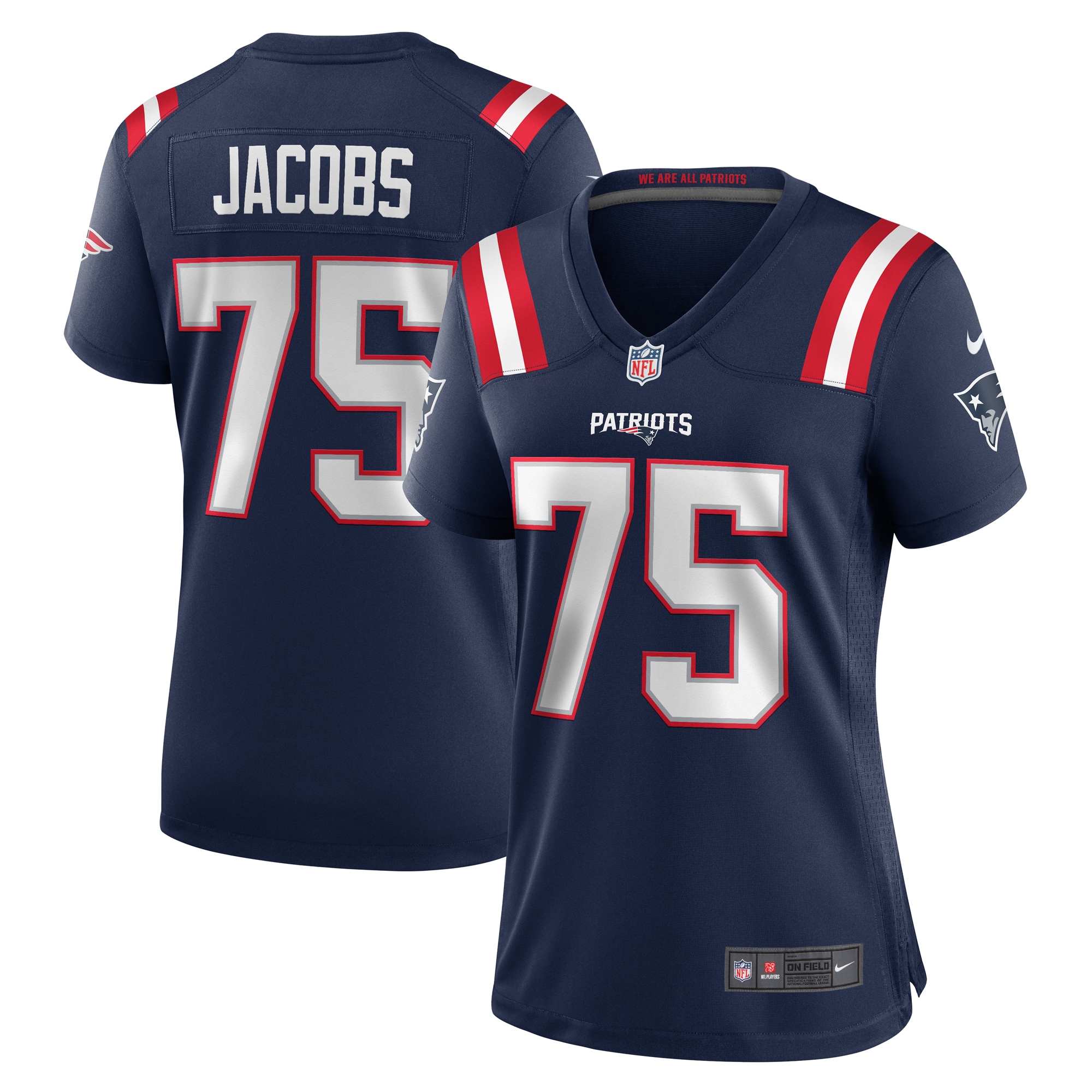 Women's New England Patriots Demontrey Jacobs Navy Game Jersey Js6691
