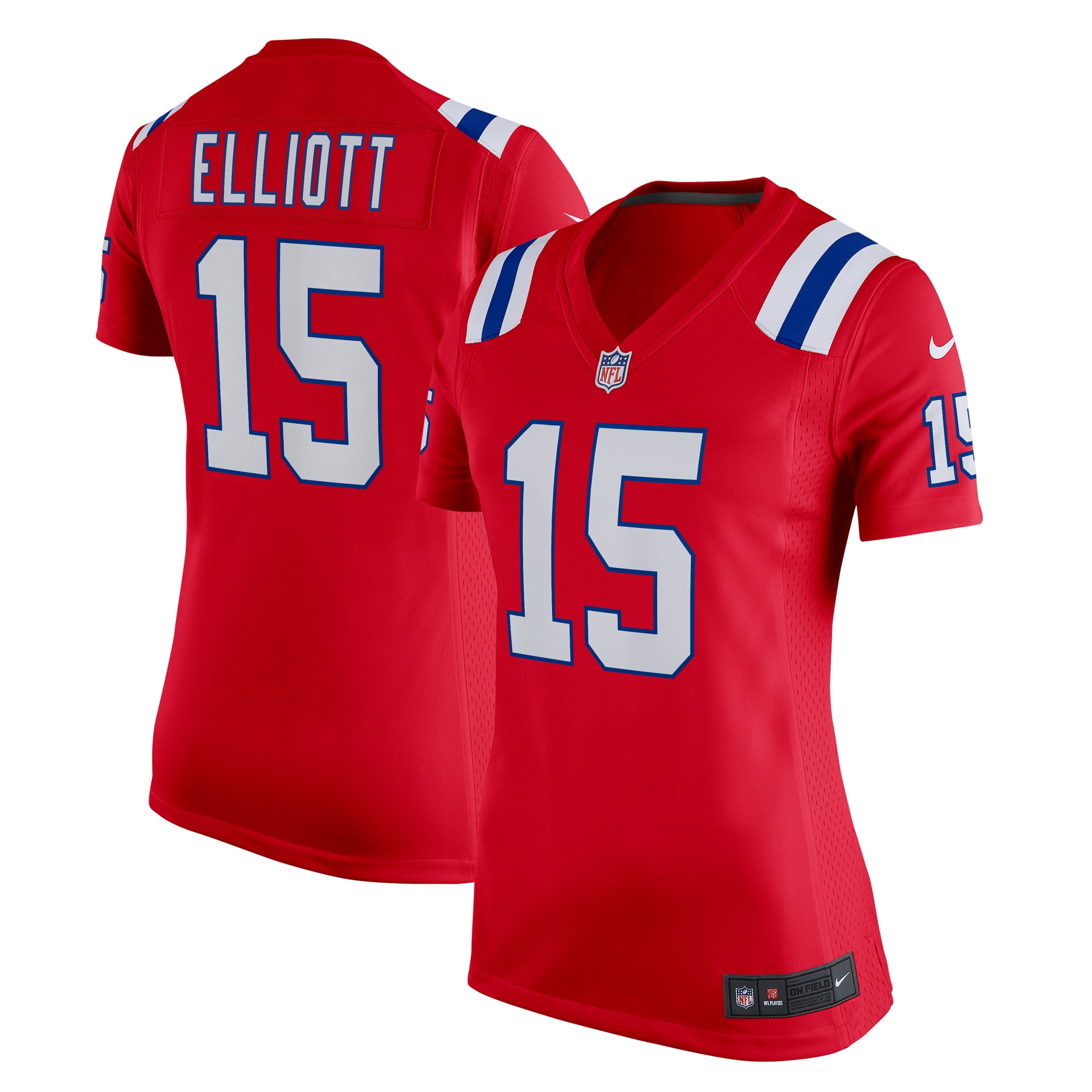 Women's New England Patriots Ezekiel Elliott Red Alternate Game Player Jersey Js1552