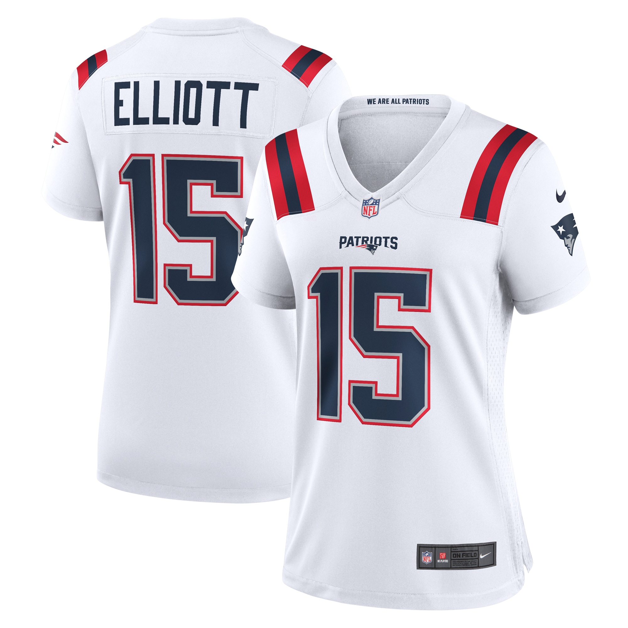 Women's New England Patriots Ezekiel Elliott White Game Player Jersey Js6763