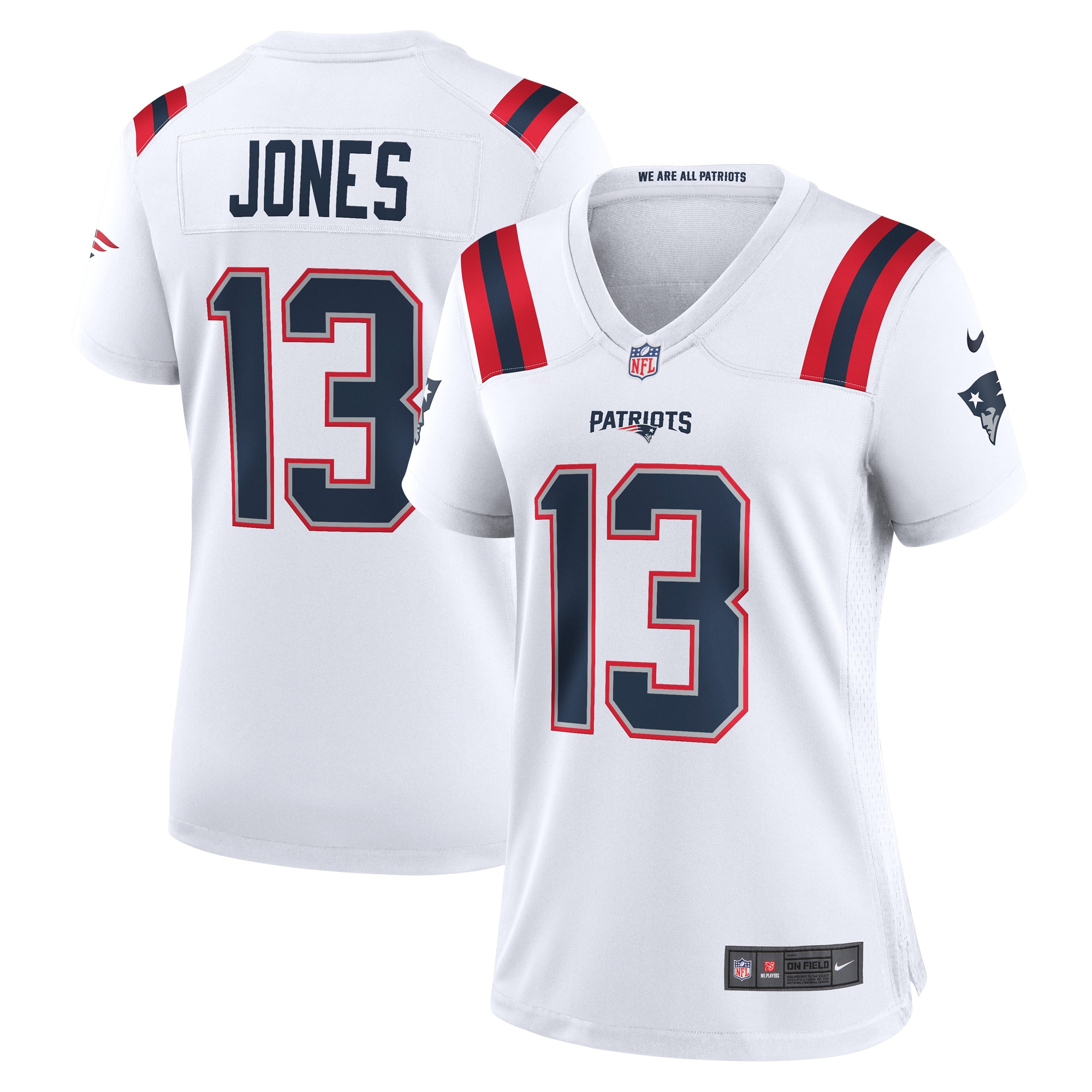 Women's New England Patriots Jack Jones White Game Player Jersey Js5288