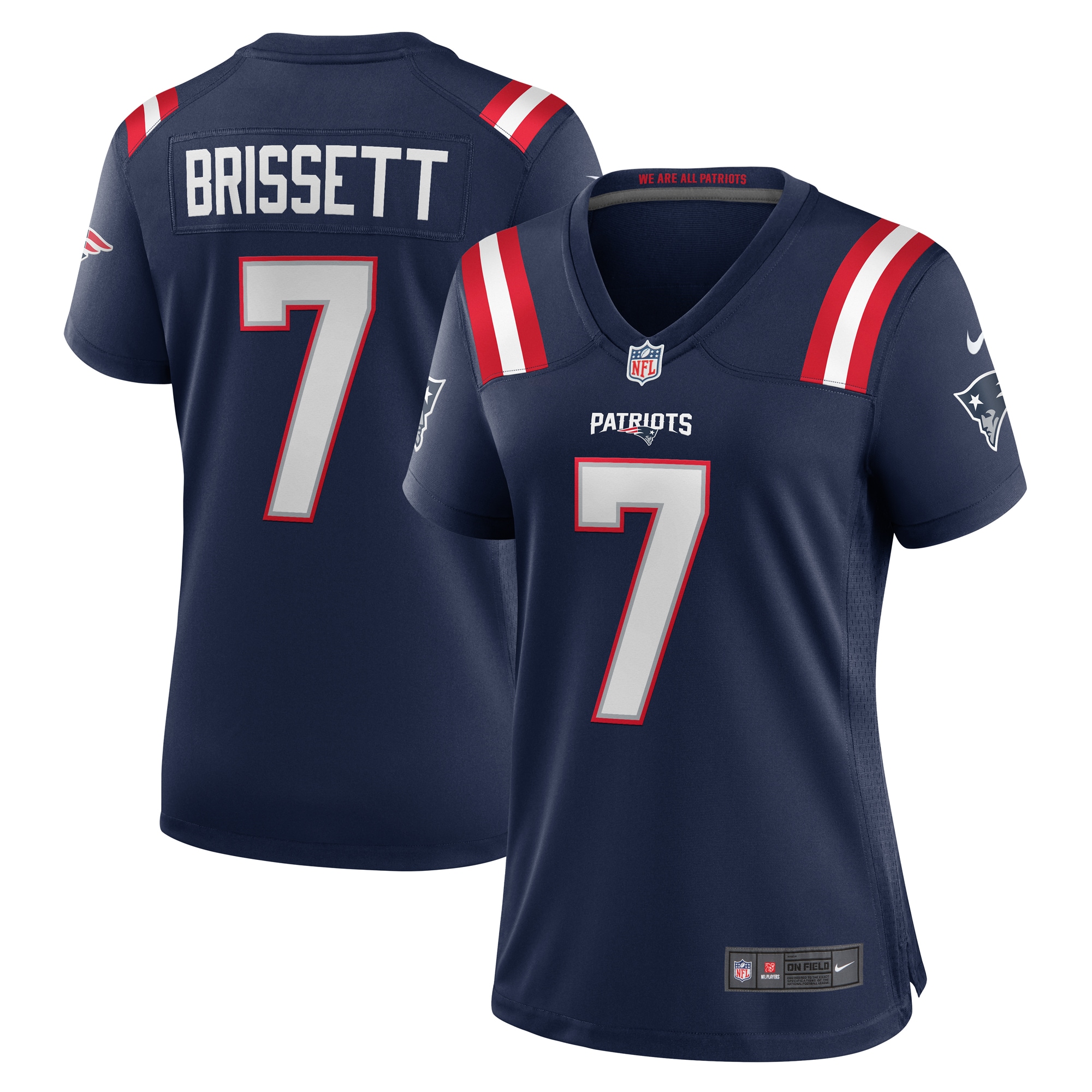Women's New England Patriots Jacoby Brissett Navy Game Jersey Js7946