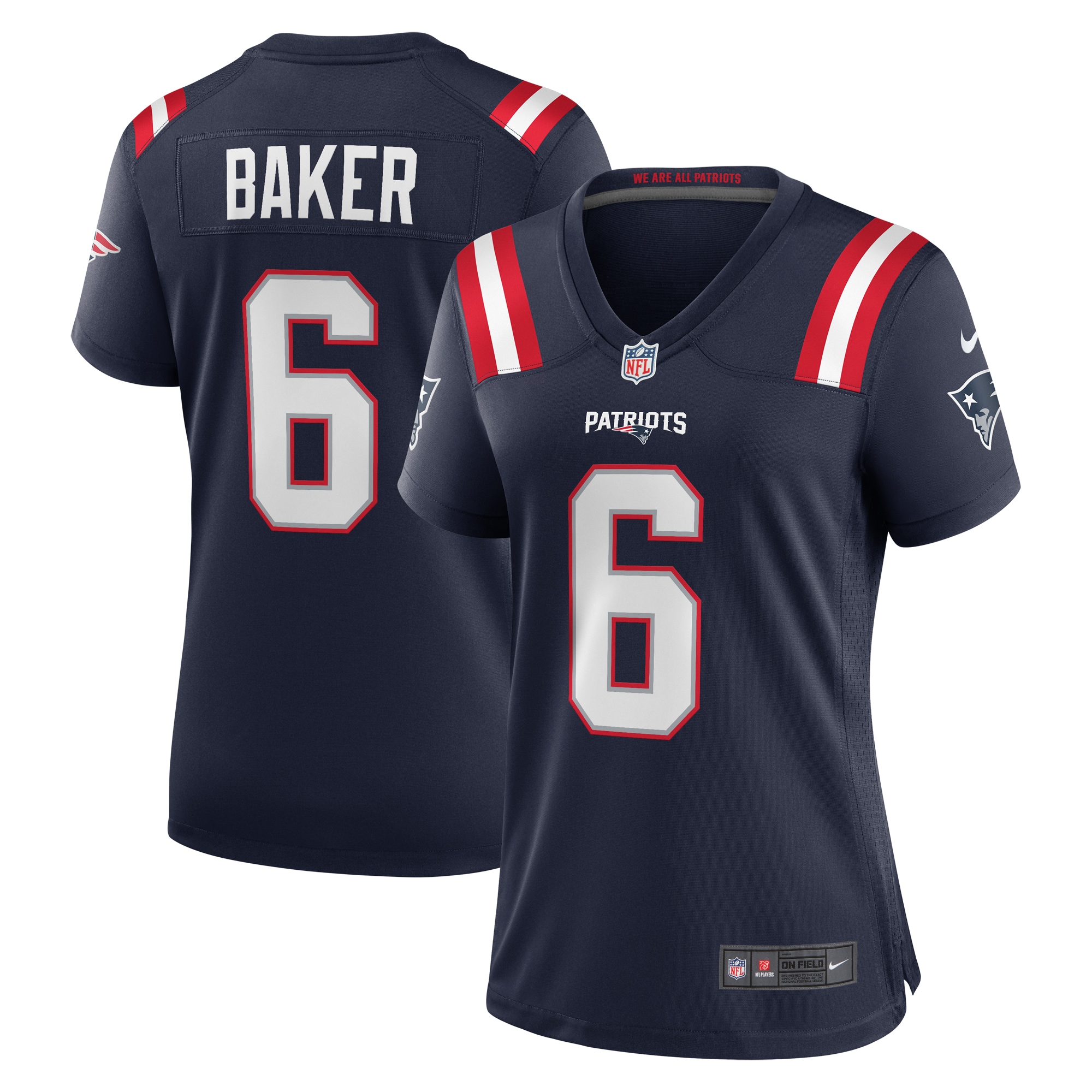 Women's New England Patriots Javon Baker Navy Team Game Jersey Js8056