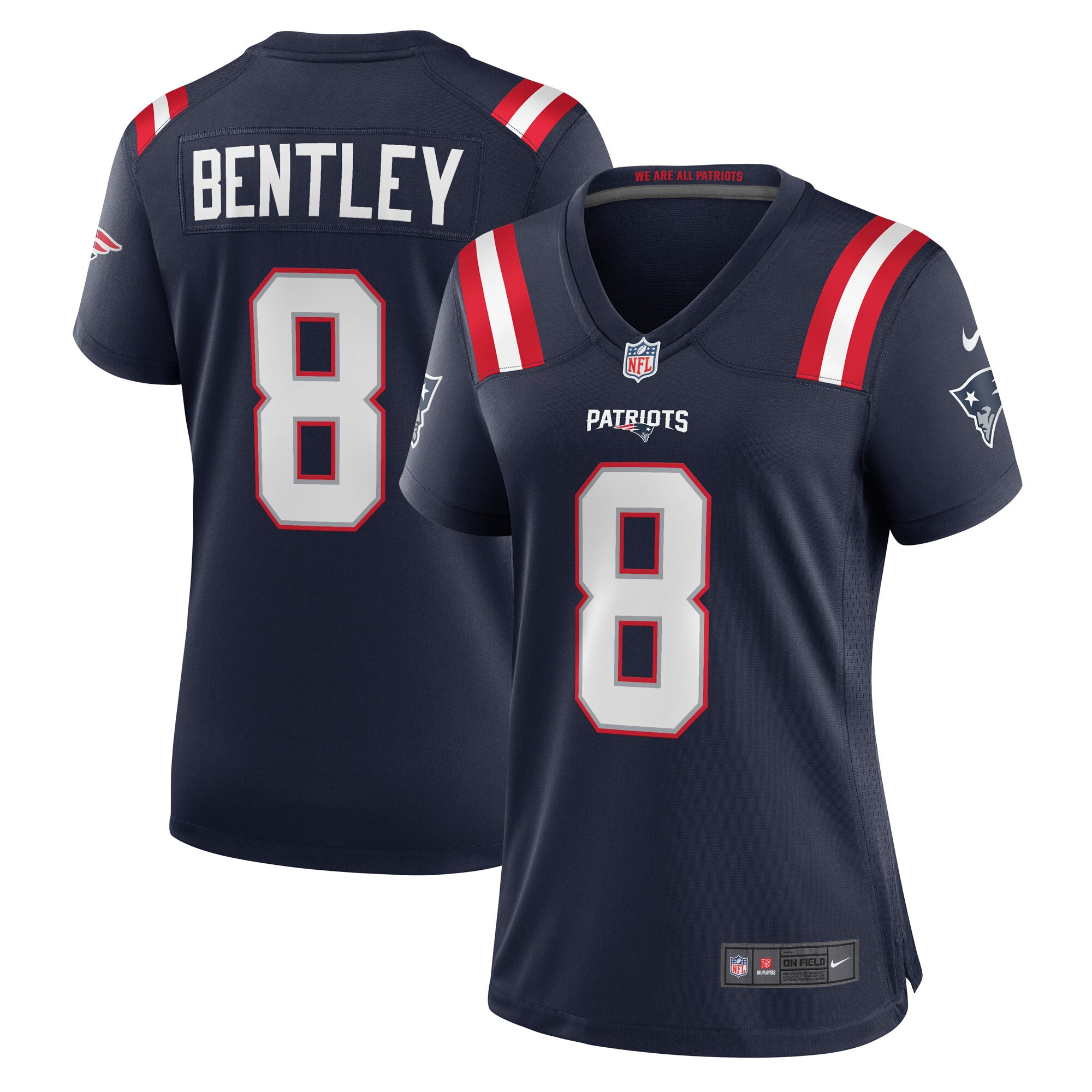 Women's New England Patriots Ja'whaun Bentley Navy Game Player Jersey Js1417