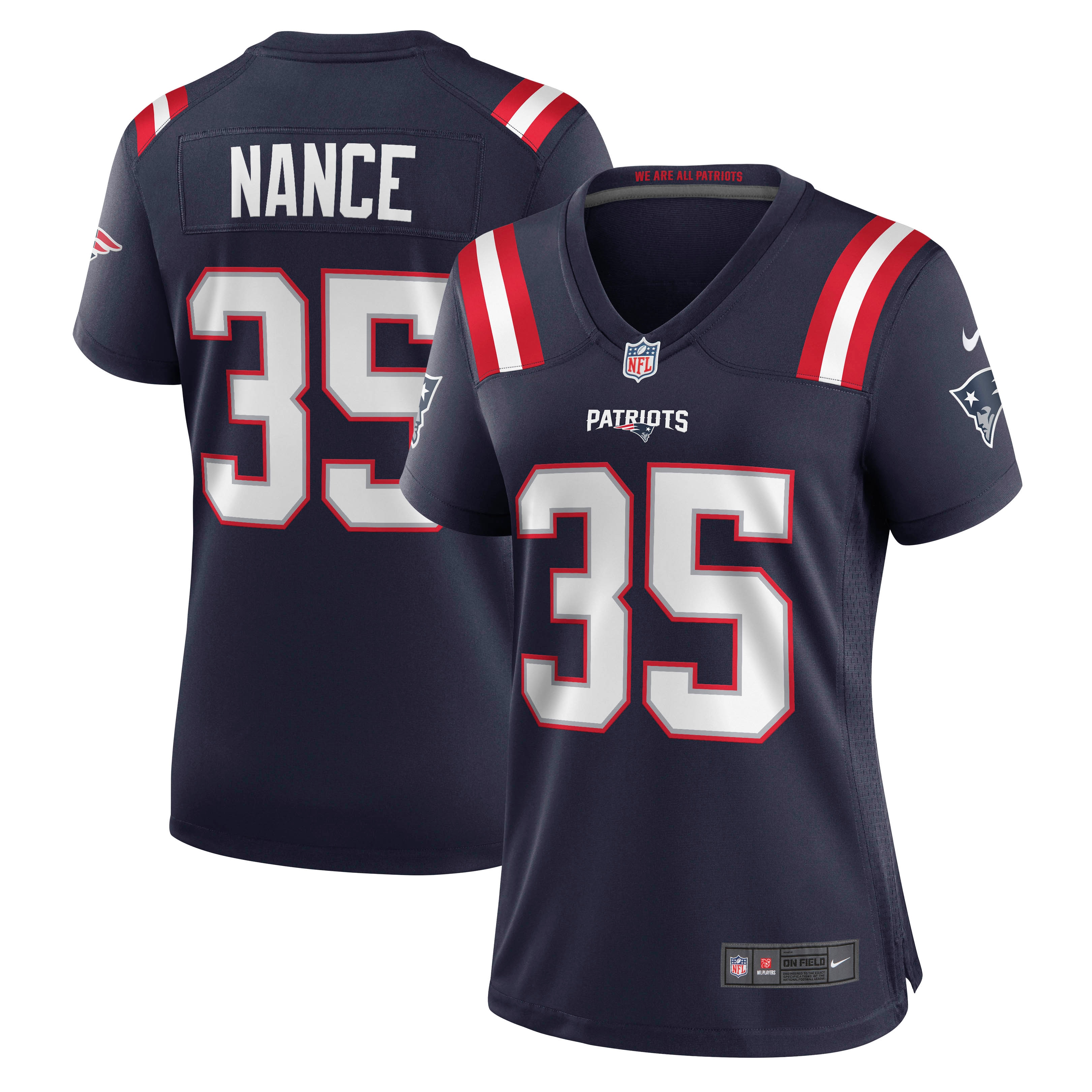 Women's New England Patriots Jim Nance Navy Retired Player Jersey Js2230