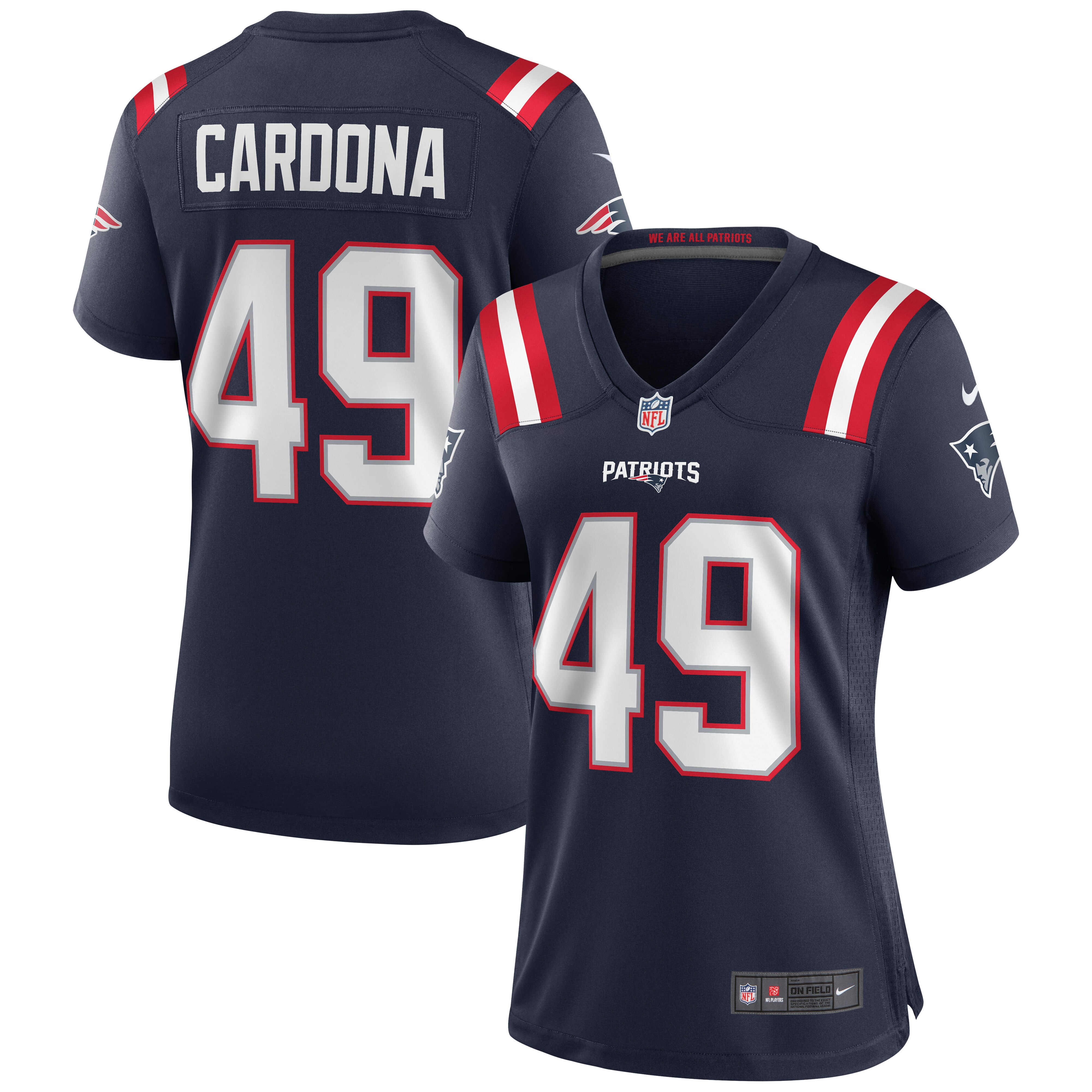 Women's New England Patriots Joe Cardona Navy Game Jersey Js8608