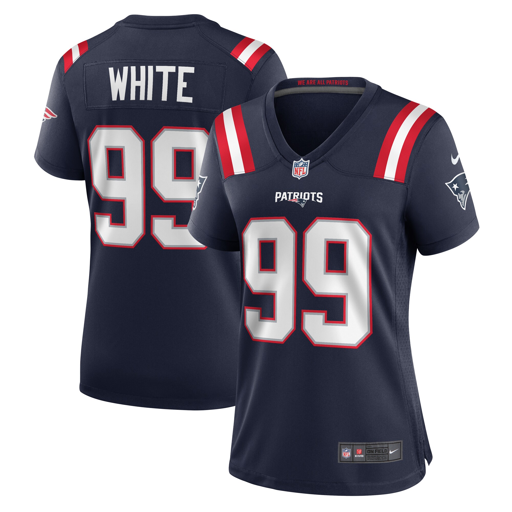 Women's New England Patriots Keion White Navy Team Game Jersey Js9810