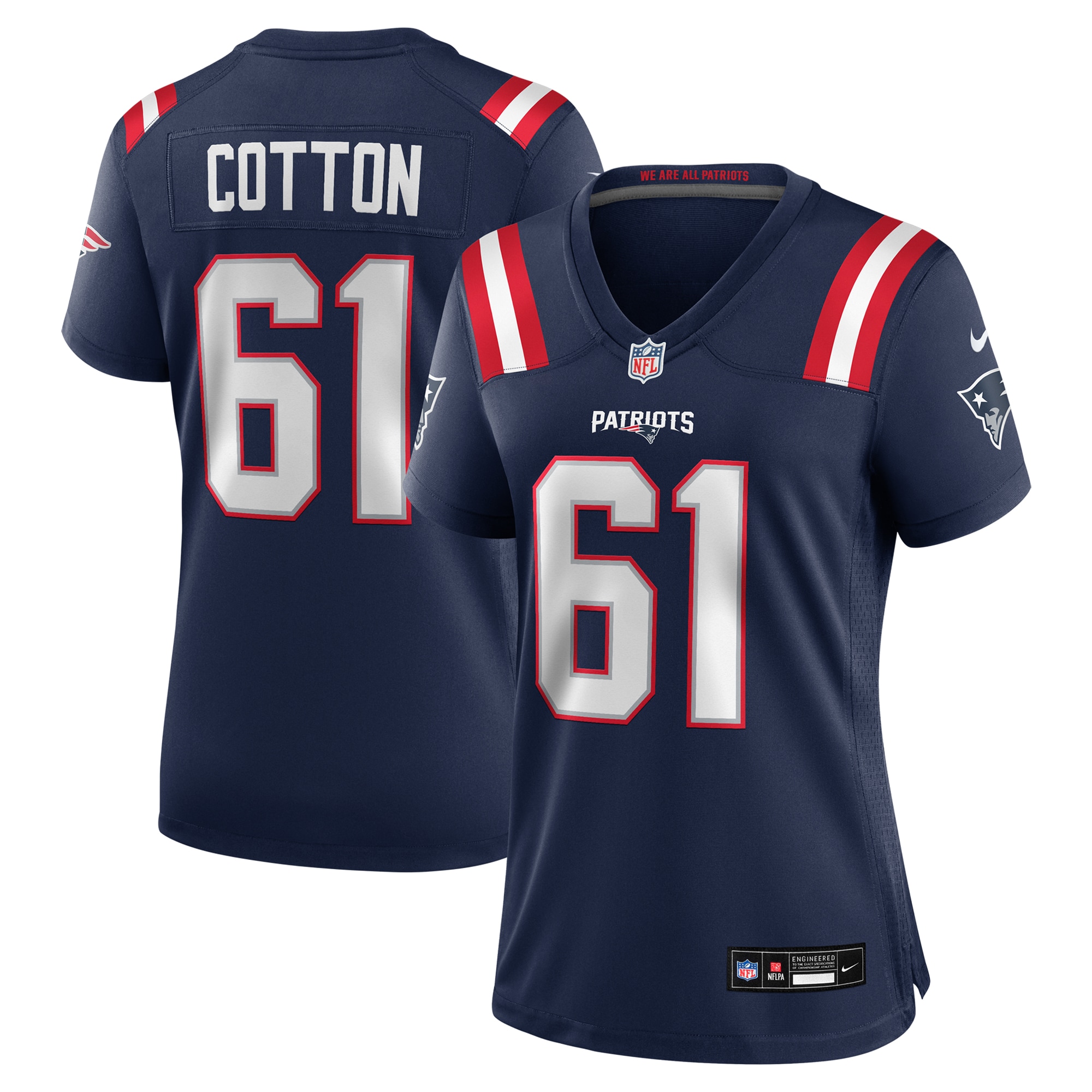 Women's New England Patriots Lester Cotton Sr. Navy Team Game Jersey Js3019