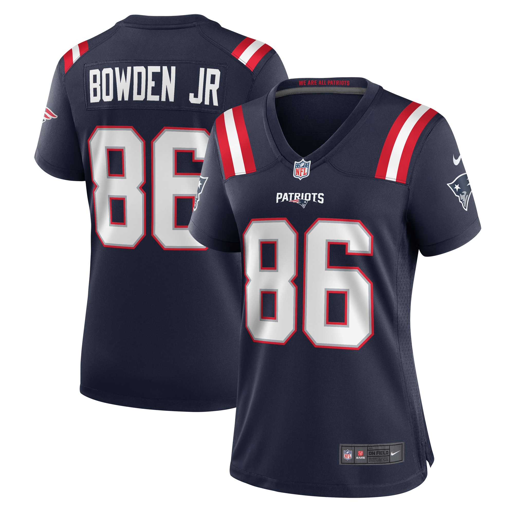 Women's New England Patriots Lynn Bowden Jr. Navy Home Game Player Jersey Js8523