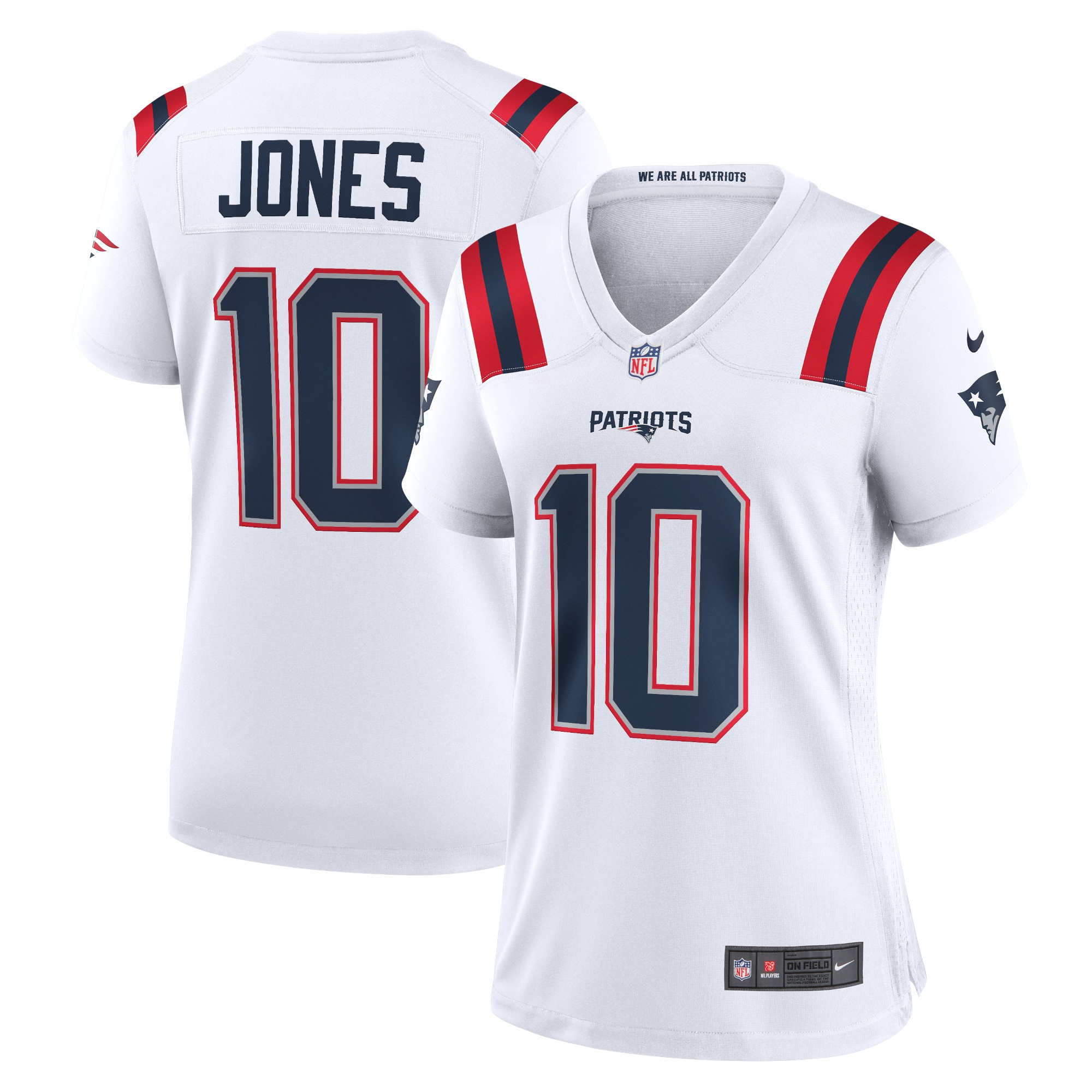 Women's New England Patriots Mac Jones White Game Jersey Js8167