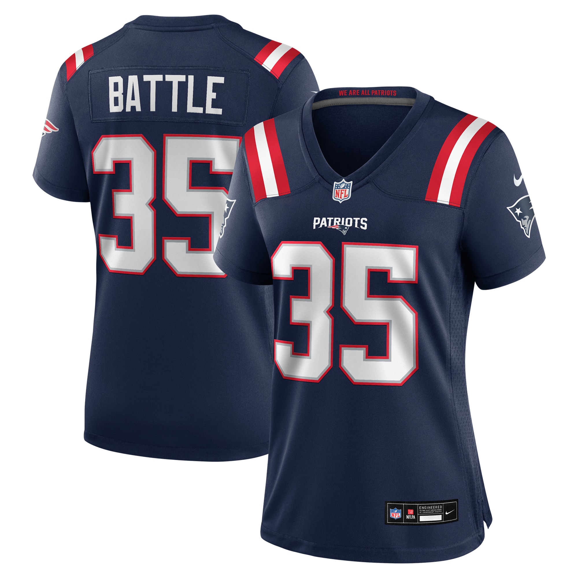 Women's New England Patriots Miles Battle Navy Game Jersey Js7117