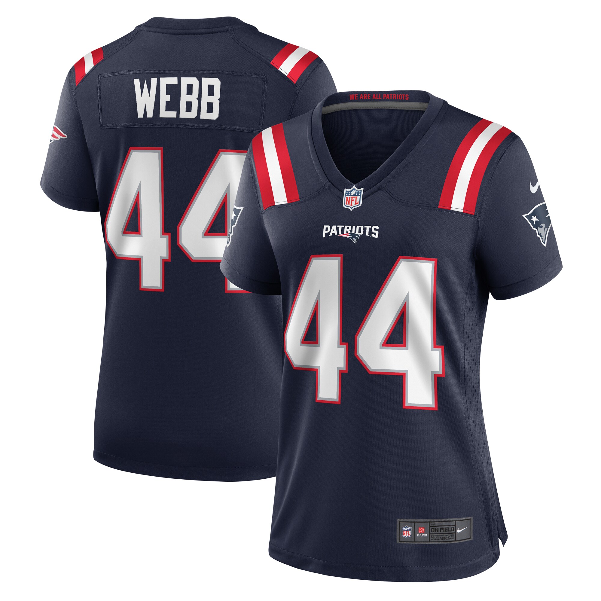 Women's New England Patriots Raleigh Webb Navy Home Game Player Jersey Js7661