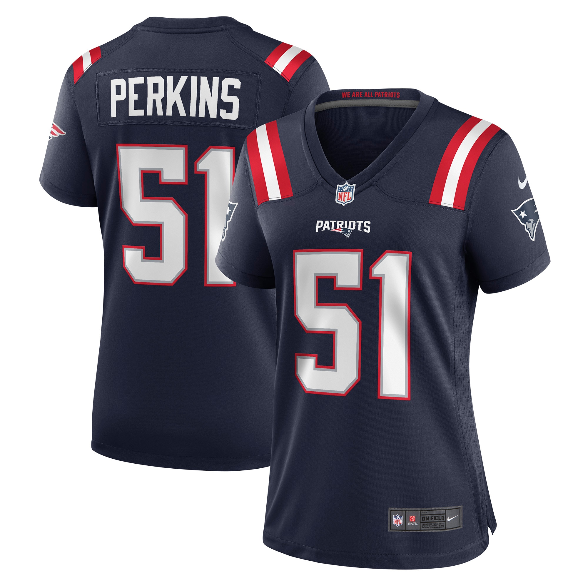 Women's New England Patriots Ronnie Perkins Navy Game Jersey Js7013