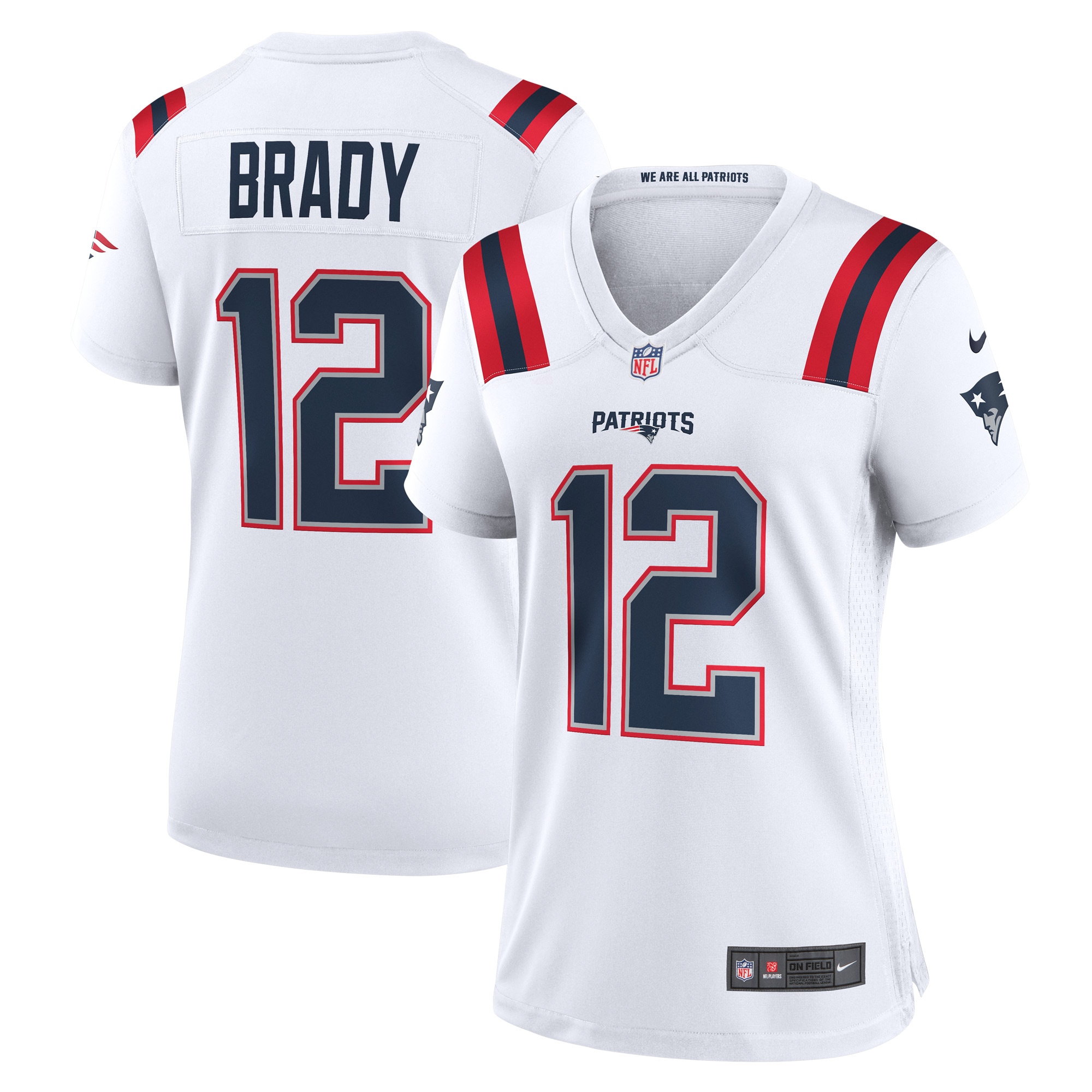 Women's New England Patriots Tom Brady White Retired Game Jersey Js9027