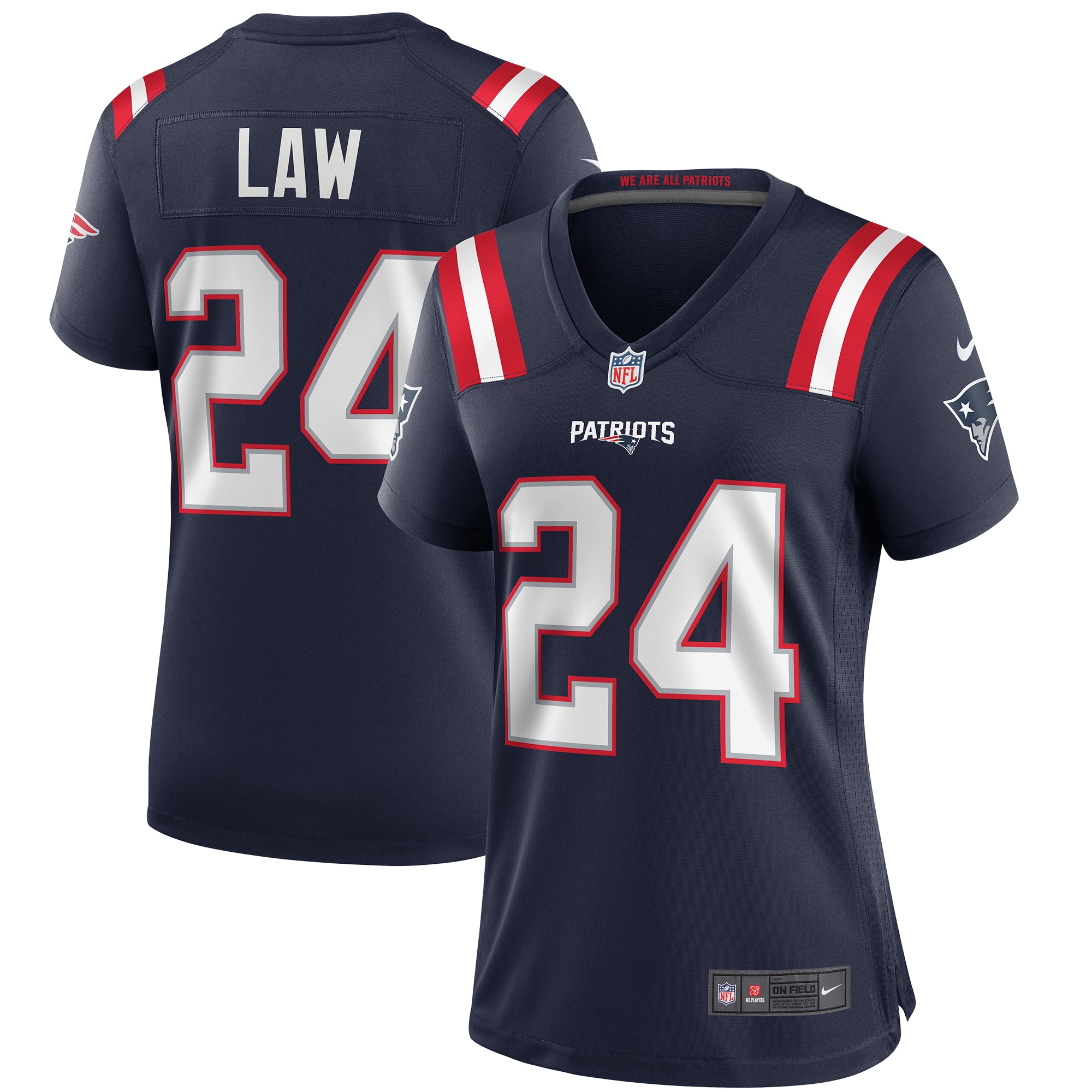 Women's New England Patriots Ty Law Navy Game Retired Player Jersey Js5288