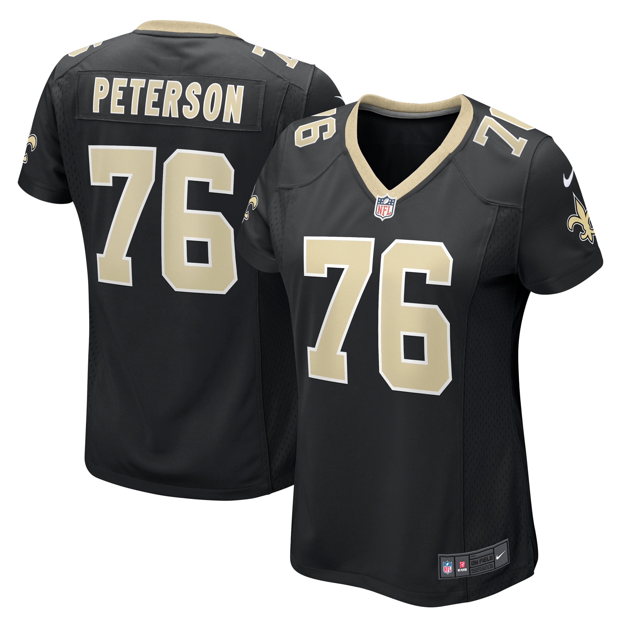 Women's New Orleans Saints Camron Peterson Black Game Jersey Js2078