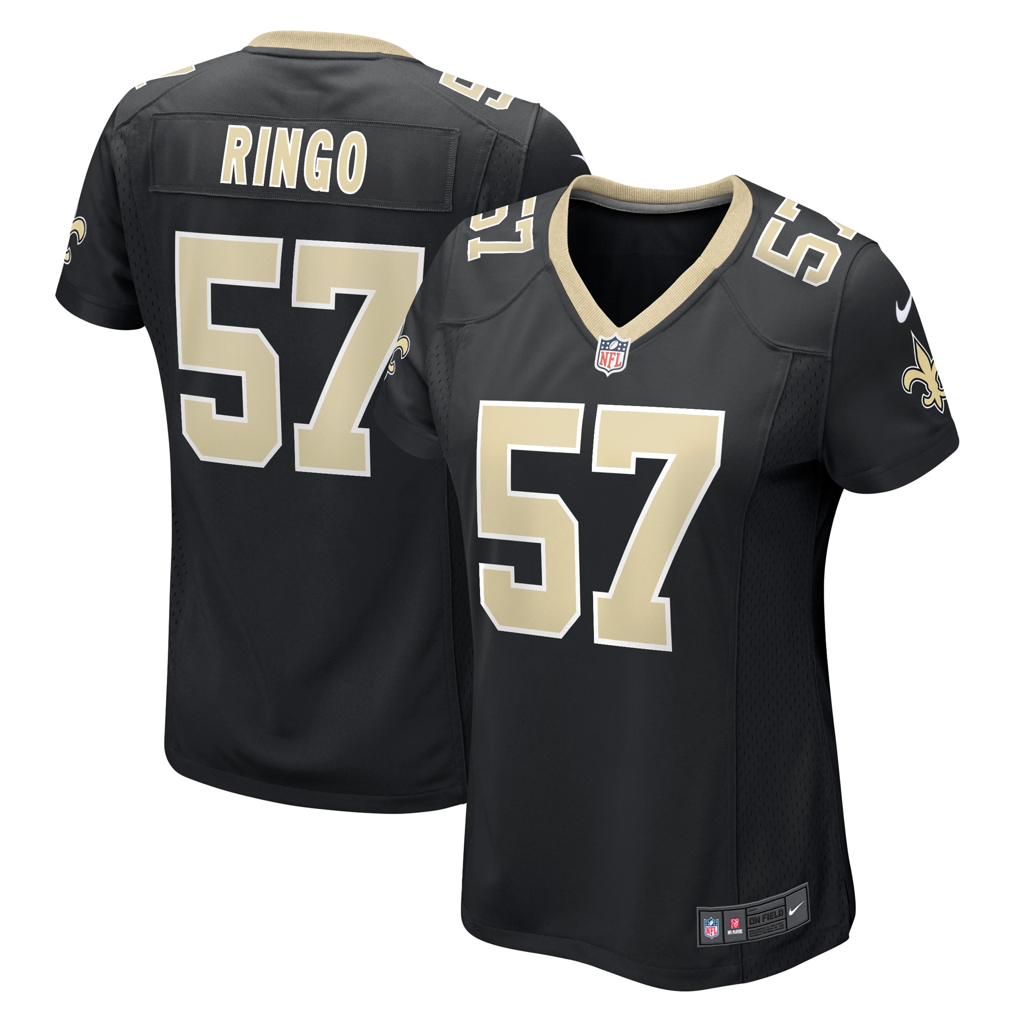 Women's New Orleans Saints Christian Ringo Black Game Player Jersey Js3636