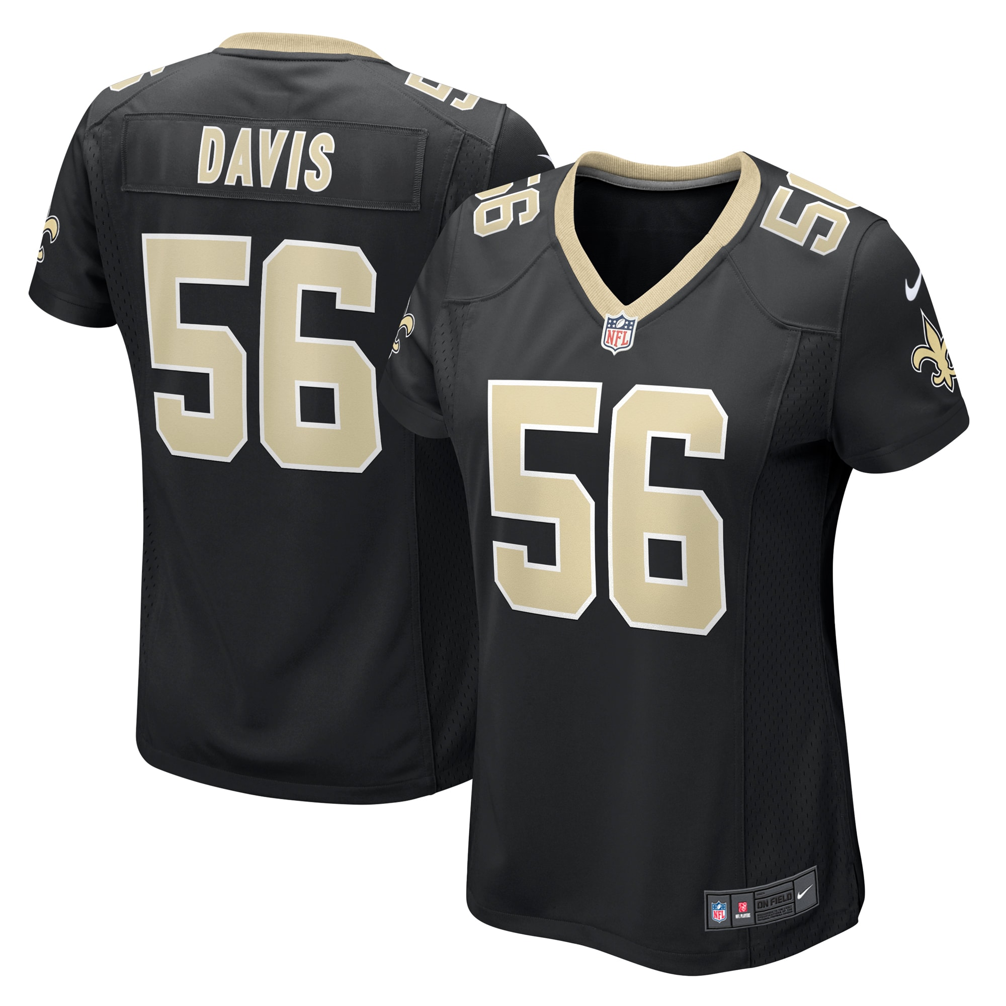 Women's New Orleans Saints Demario Davis Black Game Jersey Js8763