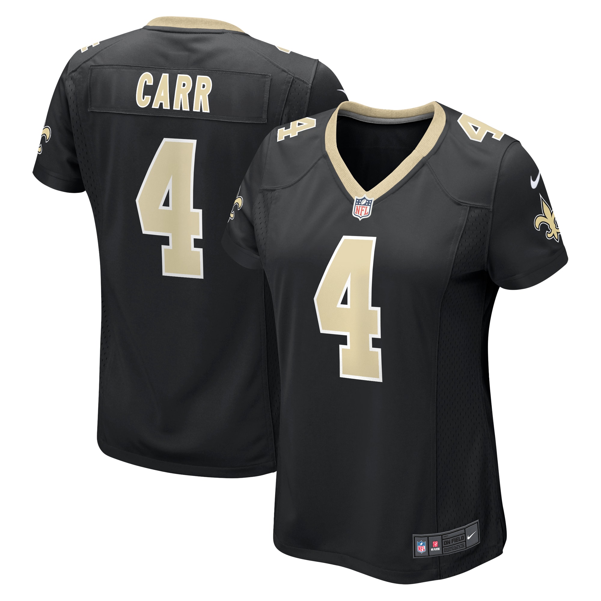 Women's New Orleans Saints Derek Carr Black Game Jersey Js4546