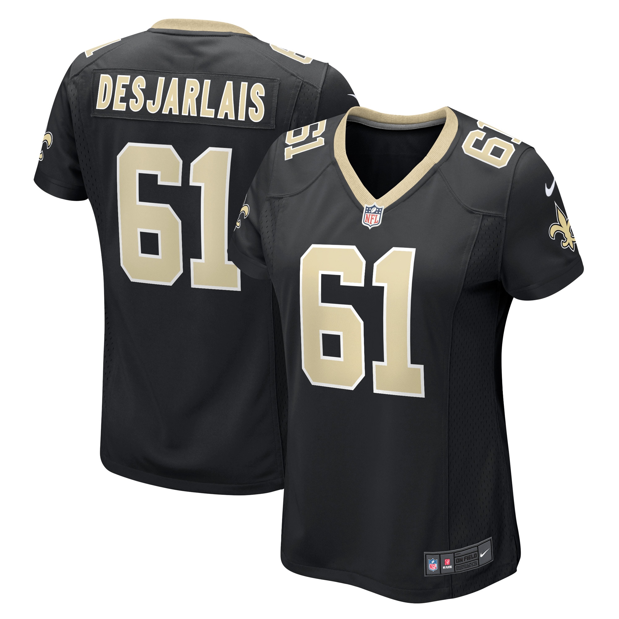 Women's New Orleans Saints Drew Desjarlais Black Game Player Jersey Js8898
