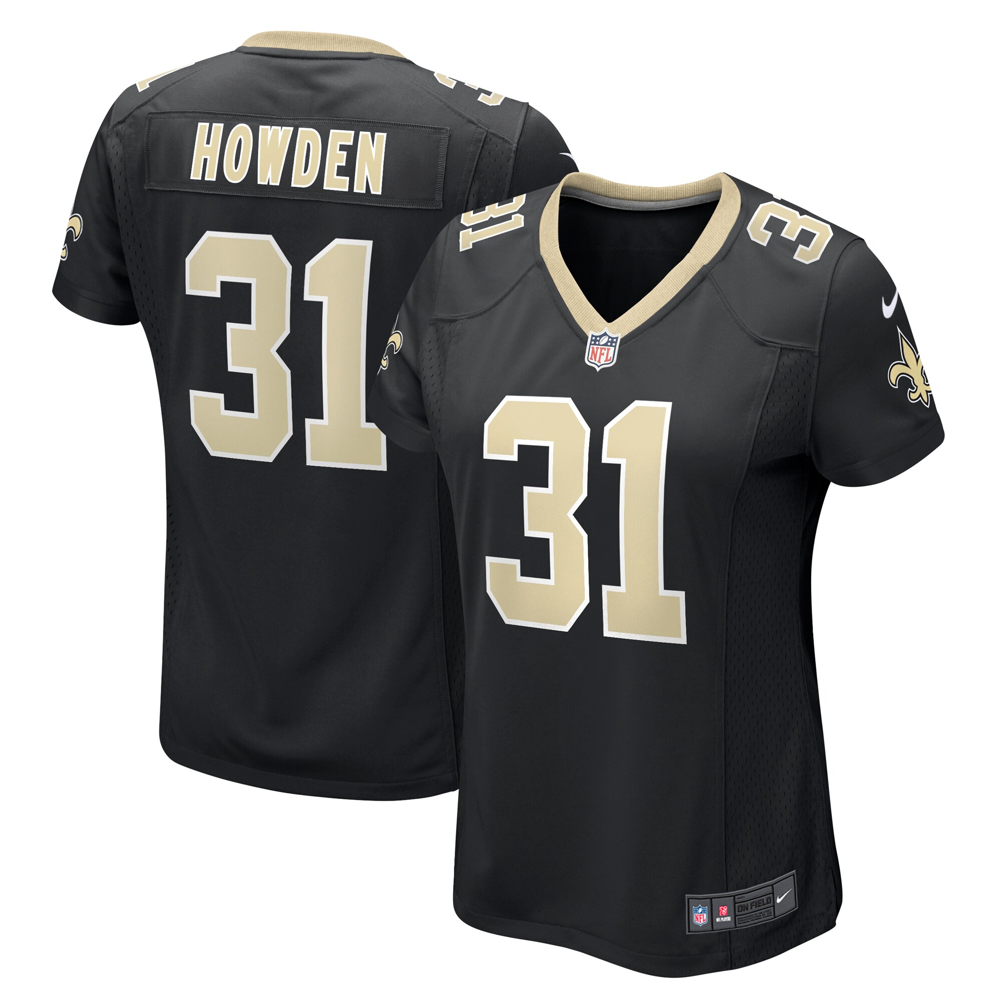 Women's New Orleans Saints Howden Black Team Game Jersey Js1595