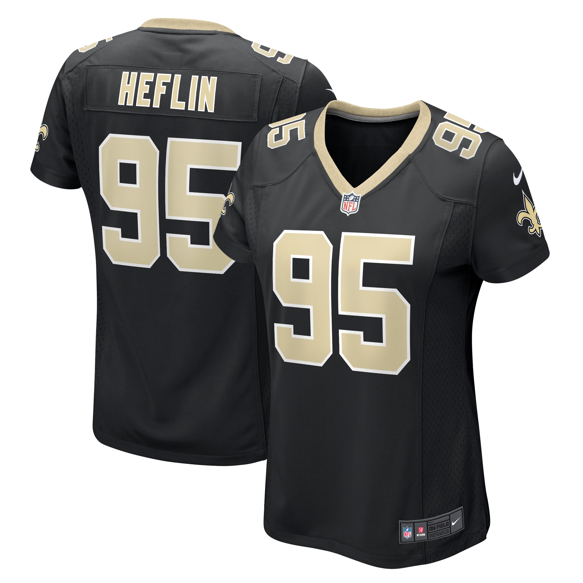 Women's New Orleans Saints Jack Heflin Black Team Game Jersey Js1577