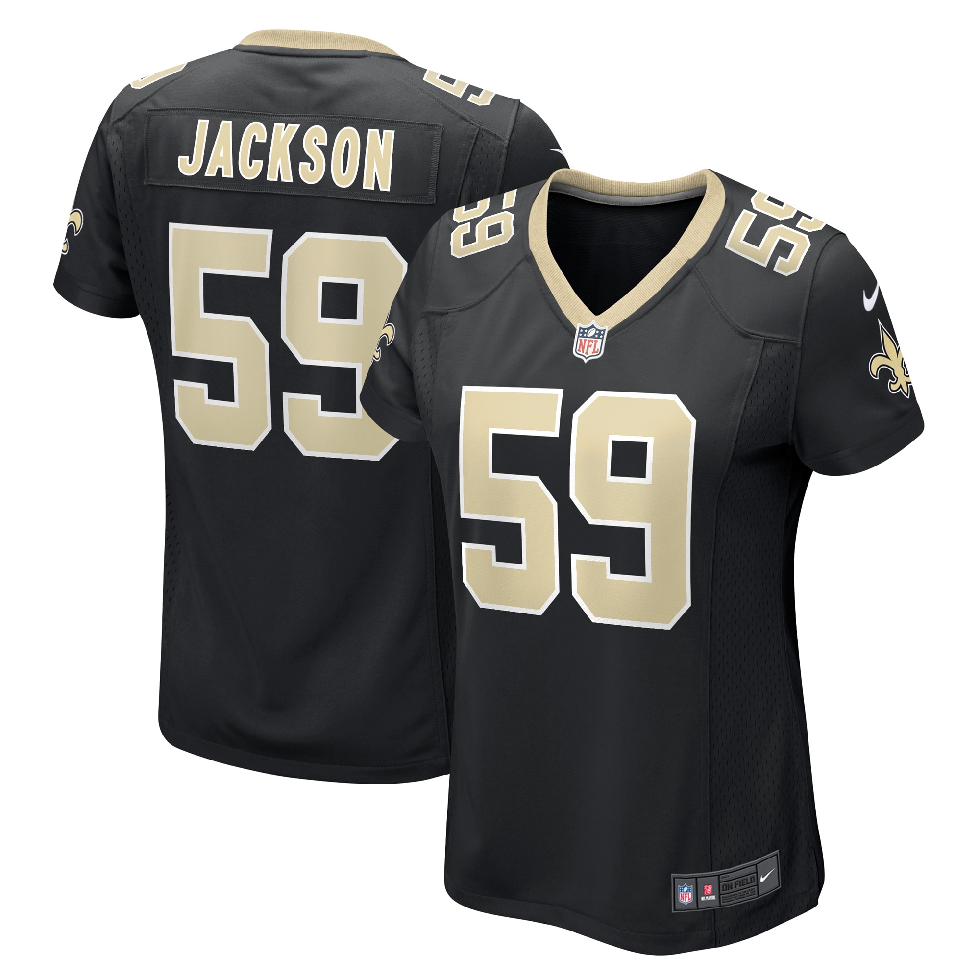 Women's New Orleans Saints Jackson Black Game Player Jersey Js3145